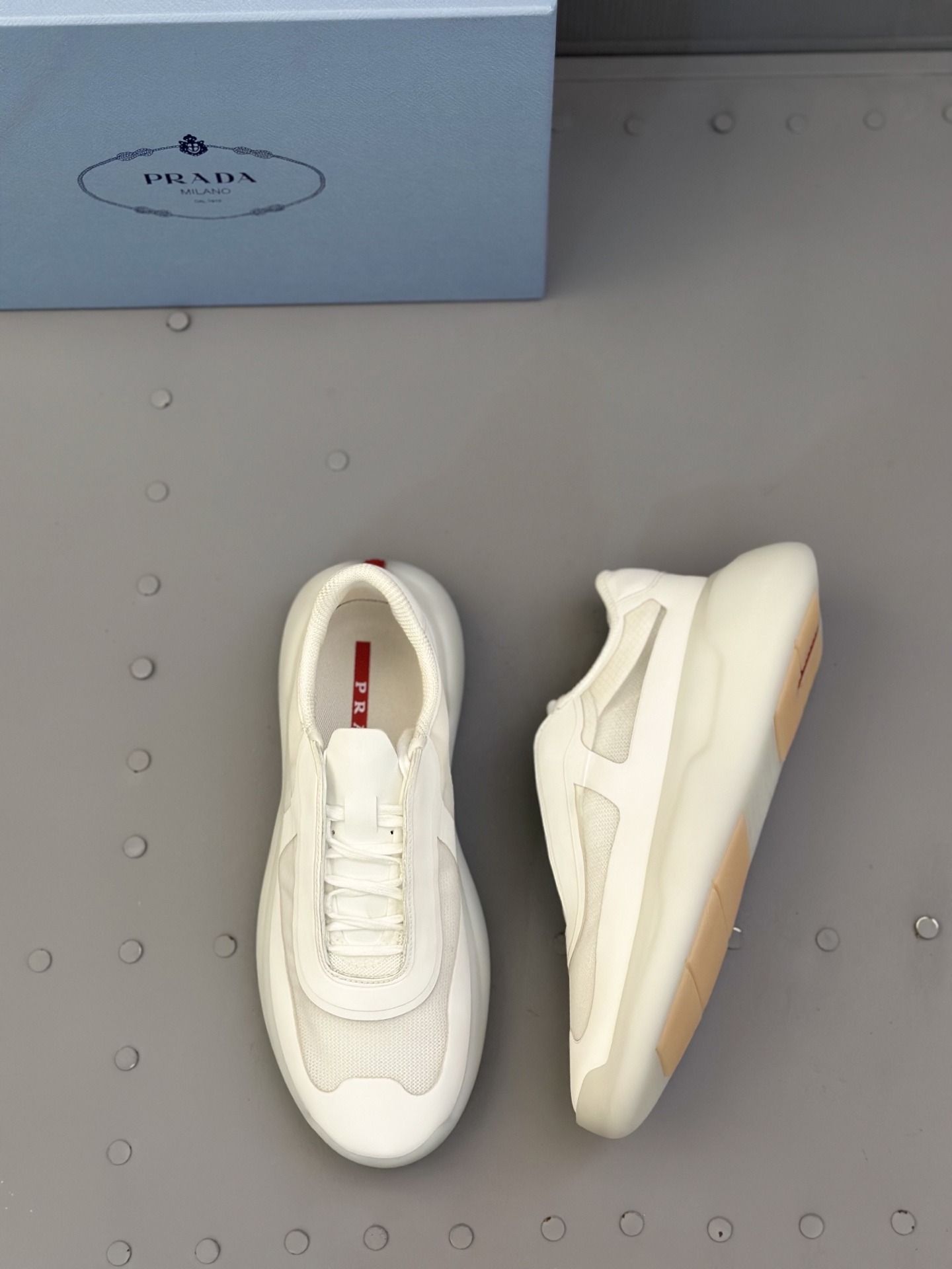 Prada White Leather Sneakers for Men - Italian Craftsmanship & Comfort 7 i1744709613084 9556 0 5