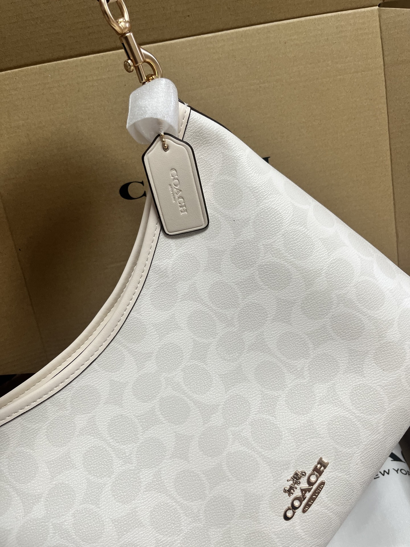 Coach White signature coated canvas shoulder