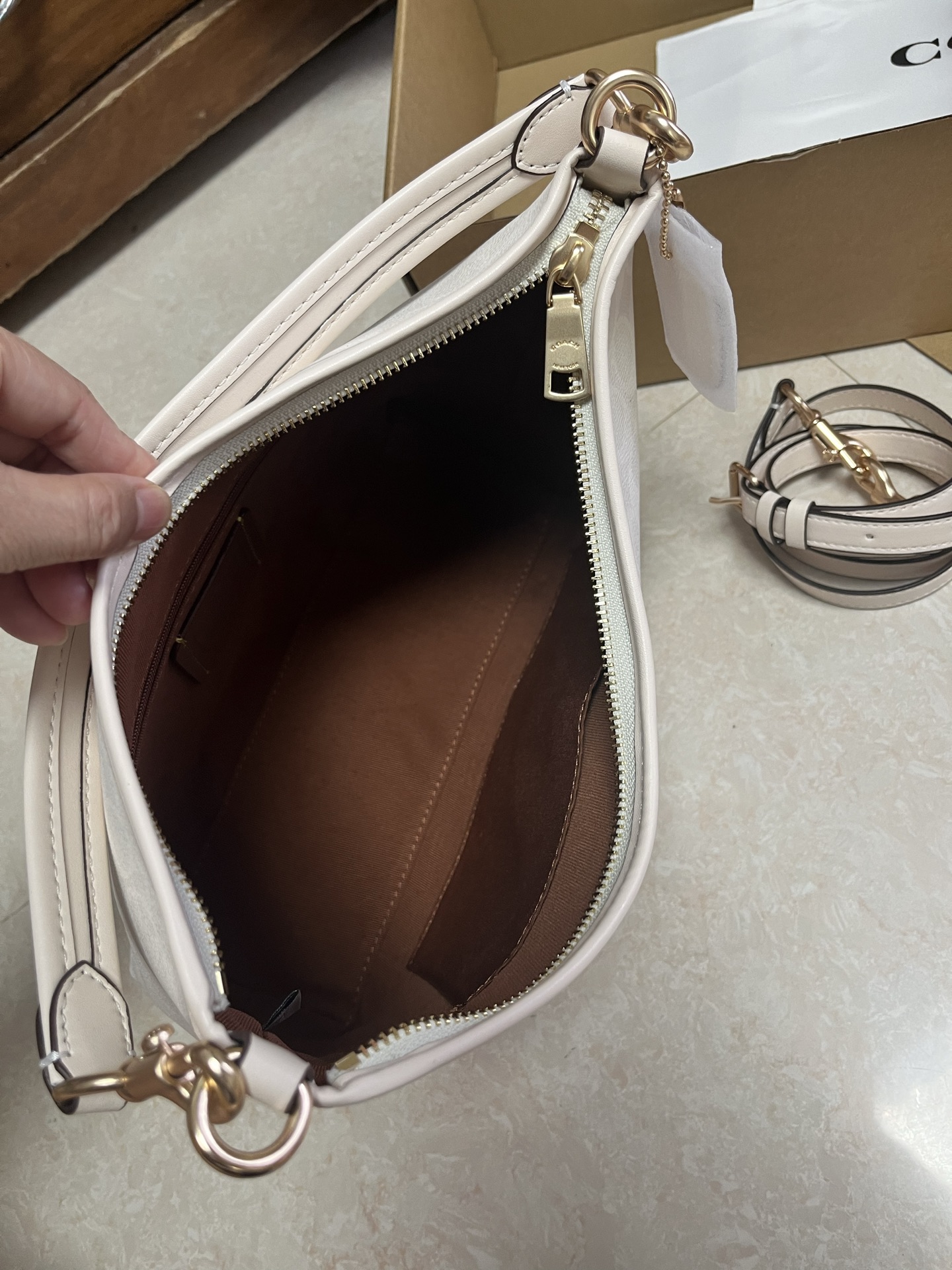 Coach White signature coated canvas shoulder