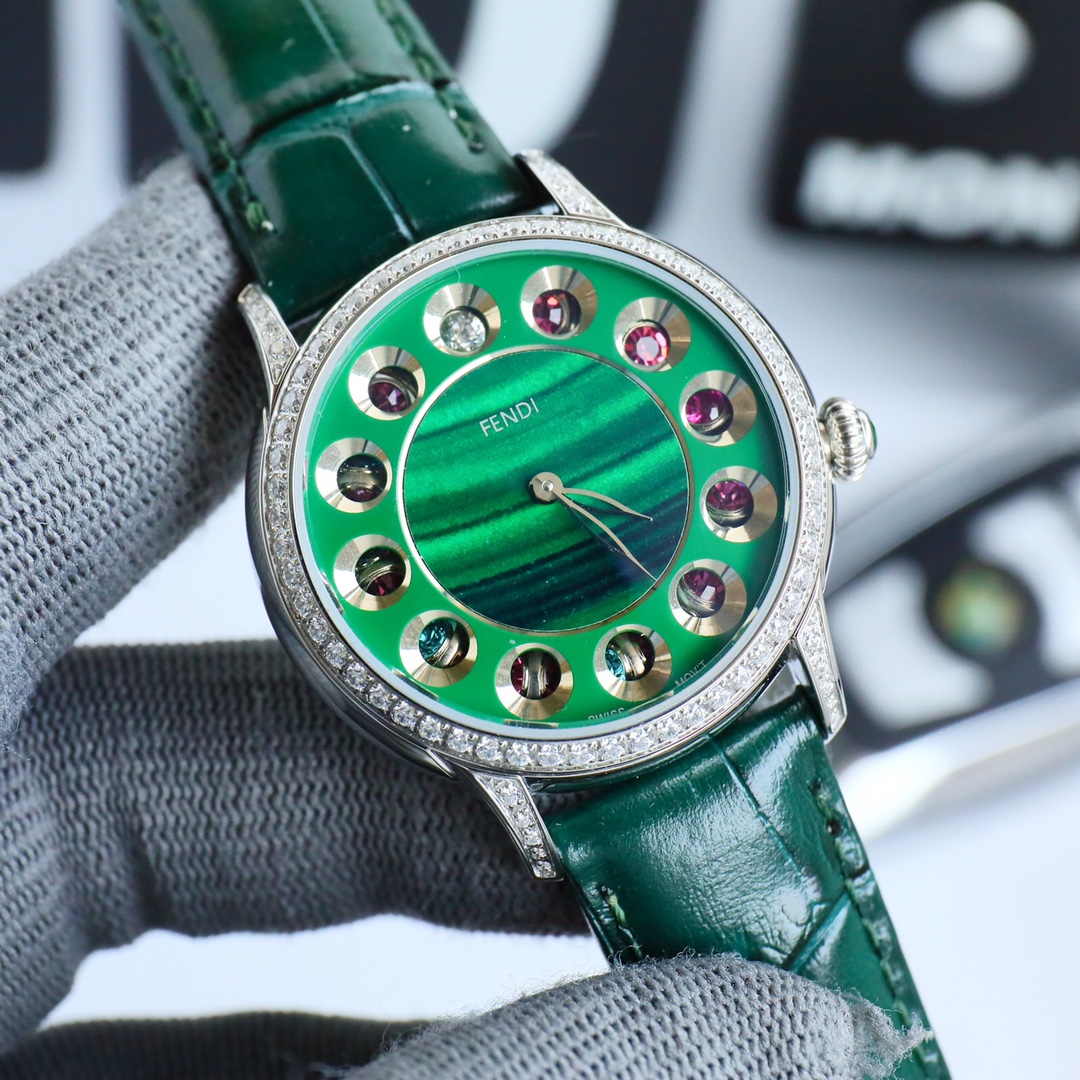 FENDI Crazy Carats Colored Jewellery Watch: Unique Design with Seven Jewels, Swiss Movement. - 图片 4