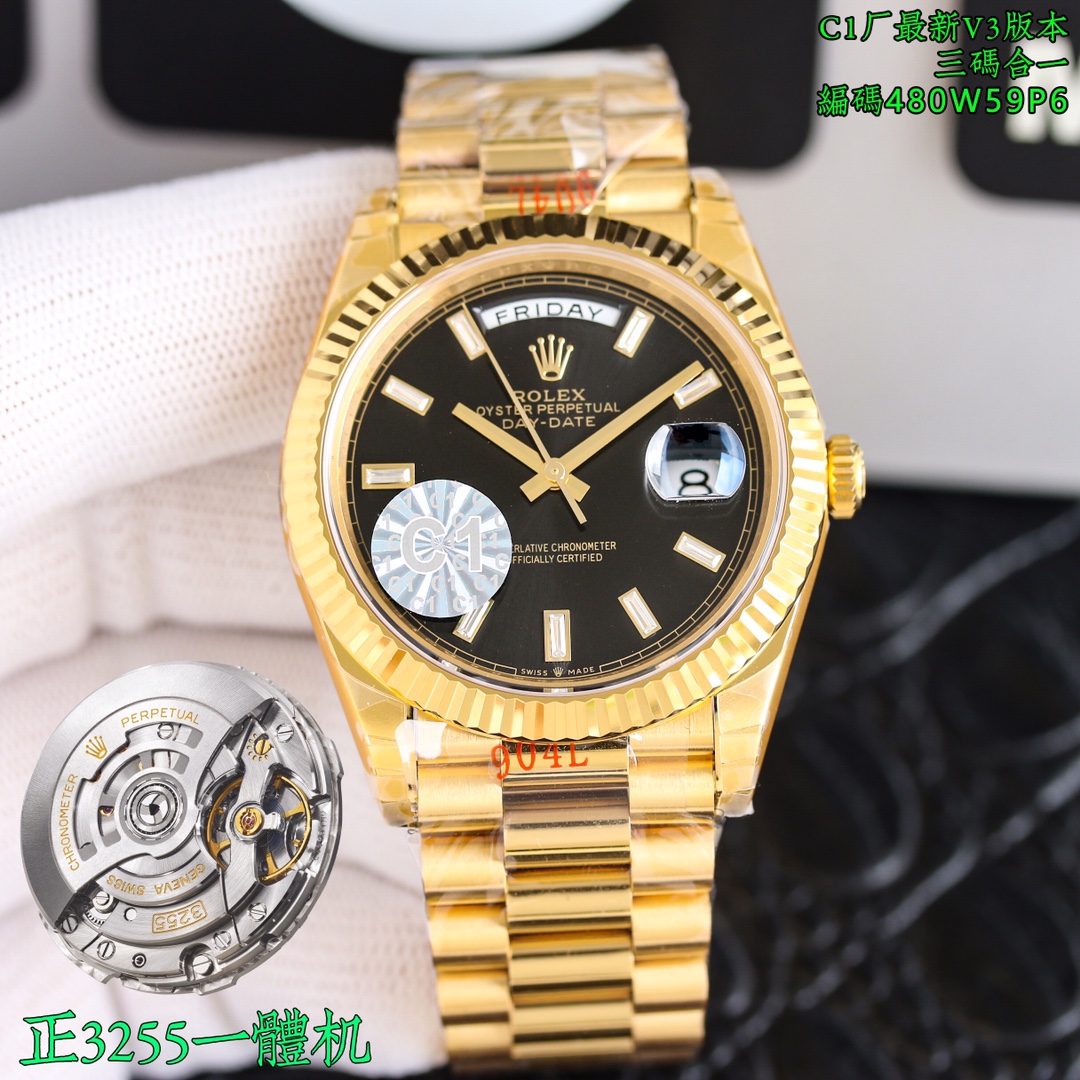 NO:393718,Produced by C1, it must be a high-quality product, high-end version, and quality assurance!  The latest launch (strictly selected) Rolex DD black rock sugar, three-code in one, with NFC sensor card, customized version!  Watch code 480W59, watch button code, 3ZR, upgraded strap strip steel stamp, deep concave AU logo, exquisite details!  New ergonomic counterweight!  The Oyster alloy material is not only a single weighted 'bottom cover', 'case', 'band movable belt', etc., but also a balanced counterweight that fits the wrist, and the comfort level reaches its peak without being skinny!  No fading!  Perfectly avoid all the shortcomings of Wu copper materials, tungsten steel materials and Wu Ni alloy materials on the market!  The material does not oxidize and can be plating twice!  Multiple gold payment processing!  Paired with the original consistent size strap, the original consistent strap, and the number of sections is 25!  Check the number of strap sections 25, the weight of non-extended strap sections is equipped with the weight, the integrated movement (72-hour power reserve movement, Zhengdandong movement, c/clean factory homogeneous 4131 movement,), and the details from the inside out to ensure foolproof quality!  No discount on wearing experience!  Produced by C1, it must be a fine product!  Original weight!  Watch code, 48OW59, watch button code, 3ZR. Three-code in one, with NFC sensing card, pictures and truth!  Shipping real shot, rolex19860909C1出品,必属精品,高版本,品质保证！最新推出（严选）劳力士DD黑冰糖,三码合一,附带NFC感应卡,定制版本！腕表编码 480W59,腕表扣码,3ZR,升级表带钢带钢印,深凹AU标志,细节精致！符合人体工程学的新配重！采用蚝式合金材料不止单一加重“底盖”“表壳””表带活动带身“等,而是均衡配重,贴合手腕,舒适度达到巅峰的同时不起皮！不掉色！完美规避市面上邬铜材料,钨钢材料,邬镍合金材料的所有缺点！材料不氧化,可以二次电镀！多次包金处理！搭配原版一致尺寸表带,表带原版一致,节数25节！认准表带节数25节,非加长表带节数重量搭载,对版一体机芯（72小时动力储存机芯,正丹东机芯,c/clean厂同源4131机芯,）,由内而外的细节处理,确保质量万无一失！佩戴体验不打折！C1出品,必属精品！原版重量！腕表编码,48OW59,腕表扣码,3ZR.三码合一,附带NFC感应卡,有图有真相！出货实拍,,rolex,Watch