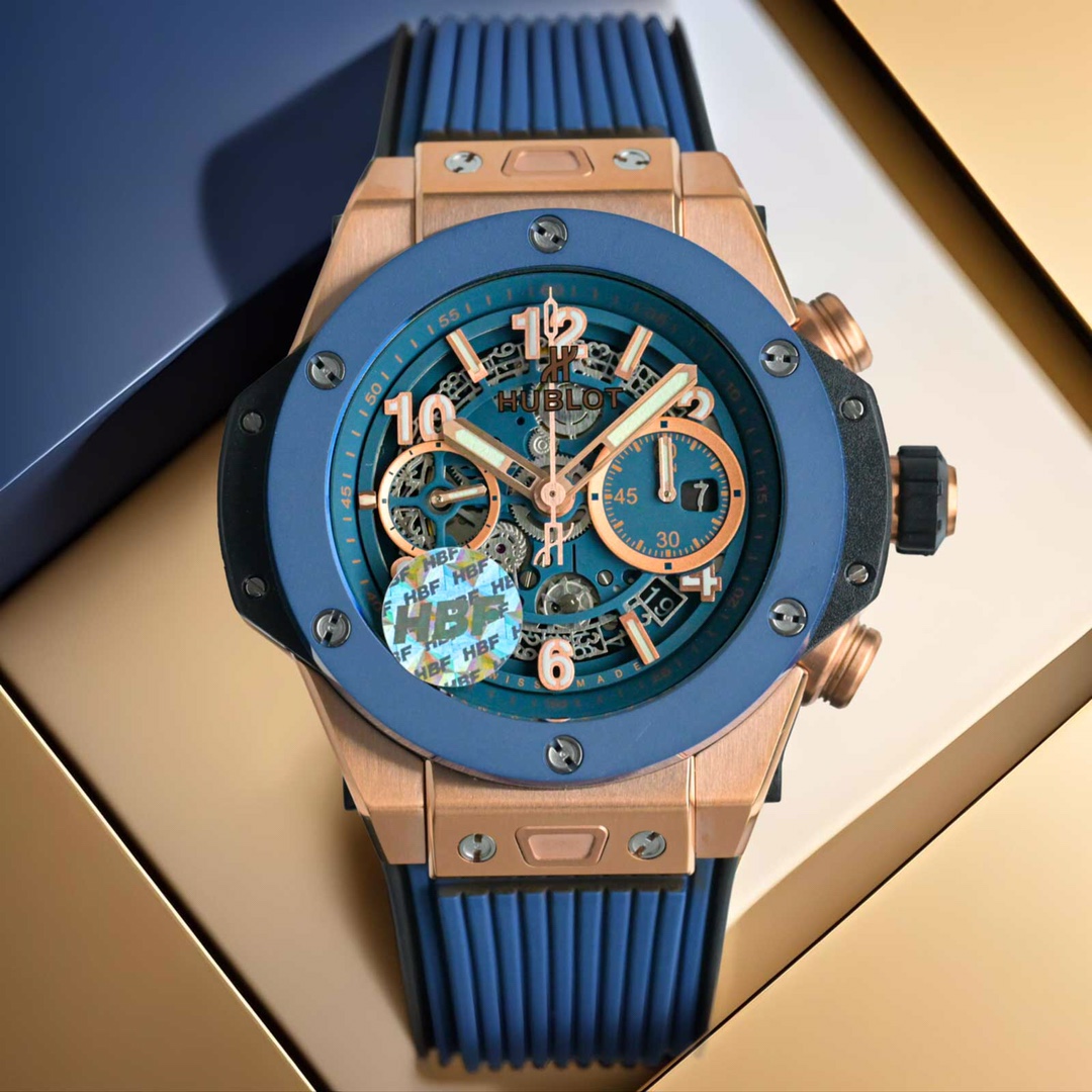 NO:394097,HBF FACTORY V2 version Hublot (Hengbao) HUBLOT - brave and fearless, short for a quick attack, referred to as 'HUB' and 'Hengbao', BigBang Big Bang Element Material Chronograph v2 version case uses imported 316 stainless steel material, design sense is explosive and equipped with 'HUB1242' automatic movement, chronograph instant start and one-click flyback, perfectly restore the original function, secondary weight gain automatic swing, achieve more stable time-moving and ultra-low repair rate watch strap is made of natural oak rubber strap, super waterproof, soft and comfortable watch mirror is made of natural sapphire glass, wear-resistant, scratch-resistant, transparent and zero flaws. As a young brand, Hublot re-applied a touch of youthful vitality under high-end manufacturing with its bold personality and unique design, and will feel the freedom of youth with everyone!  !  !  ,19860909HBF FACTORY V2版 宇舶(恒宝)HUBLOT ——英勇无畏,拳拳出击,简称“HUB”“恒宝”,BigBang大爆炸元素材料计时码表v2版表壳采用进口316精钢材料 设计感爆炸搭载改“HUB1242”自动机芯 计时瞬启与一键飞返 完美还原原装功能 二次增重自动摆坨 达到更稳定的走时和超低返修率表带采用天然橡树橡胶表带 超强防水 柔软舒适表镜采用天然蓝宝石玻璃 耐磨耐刮 通透零瑕疵 作为一个年轻的品牌 宇舶以张扬的个性和独特的设计在高端制造下重抹一笔青春活力 将与大家一同感受年轻的自由！！！,,Watch