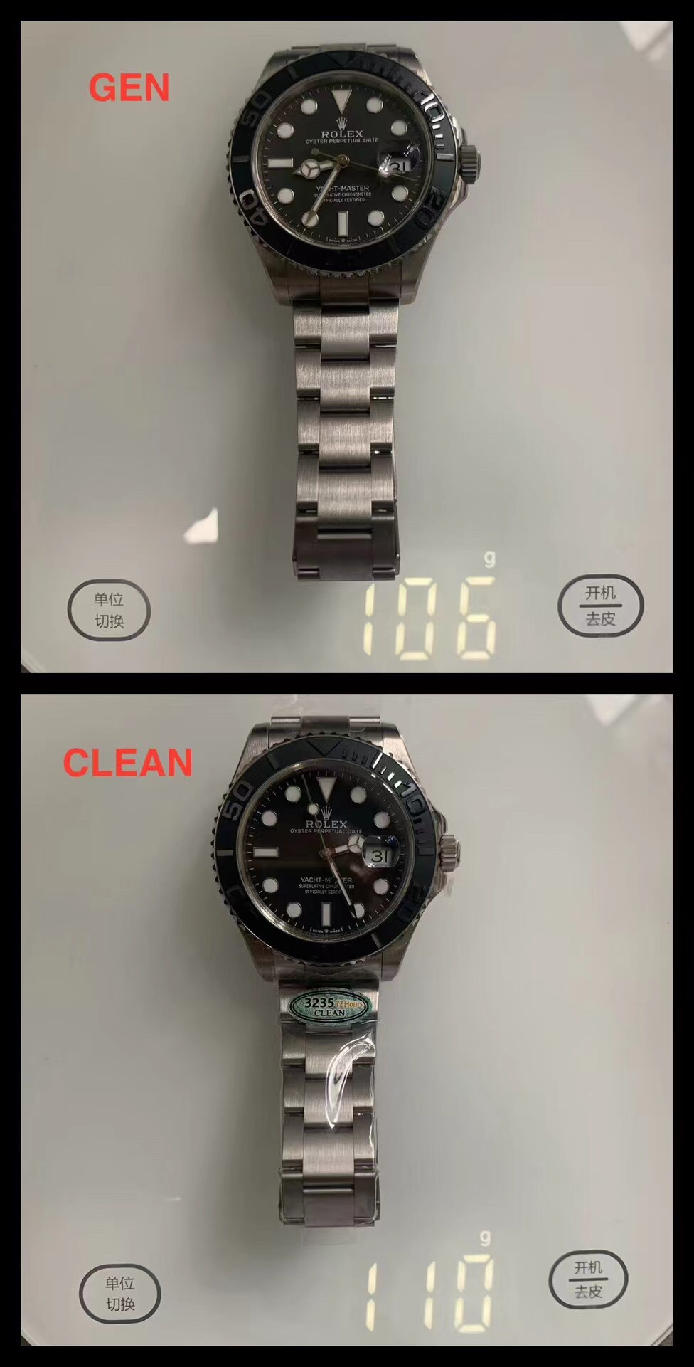 NO:384147,Clean Factory 226627 Class 5 titanium alloy yacht, the first watch strap interspersed with ceramic tubes!  !  !  Ceramic tube!  !  !  Ceramic tube!  Watch code, 274RL916, watch button code, Y8C, factory C watch film GT4, original version protective film!  With the all-in-one machine, counter-adjust the clock hand, it can call back the calendar!  The right version!  Clean Factory purchased 226627 in June and developed for nearly a year, and finally developed a titanium alloy yacht. For Rolex, the use of titanium alloy is absolutely unprecedented. At the same time, it also chose the fifth-level titanium alloy (special materials widely used in aviation/medical medicine). Rolex always likes to do some things with performance remaining. For example, if you use 316 for pp, Rolex must be unique and use 904L. Of course, the greatest difficulty of development is that Clean also uses the same fifth-level titanium alloy, which can be detected by spectrometer, and can also distinguish the titanium alloy grade by color. Those who are interested can search for relevant knowledge by themselves. As a not-so-popular style, the yacht must also try its best to perfectly demonstrate the fifth-level titanium alloy process, and it is also the attitude of the clean factory to make watches. The weight of the watch head is the same as the authentic product. It is not bad at all. The genuine strap is 49g clean: 52g  Because the clean has a film, the actual difference between the two is about 2g. Identify the C factory's regular titanium shell version, watch code, 274RL916, watch button code, Y8C, watch weight, 109g Because we developed the watch button part, the original Rolex welding points are not tight enough, and there may be a risk of falling off. So the clean reinforced it in this part. Of course, the overall difference is 2-3g, and the wrist is almost impossible to feel. The case, the strap, the brushed wire is almost the same. Ceramic ring, strap, literal pointer, etc. are also hand-held for the clean. After all, the yacht styles that are already on sale are also the leader in the industry. The material cost has increased, including the grinding and processing of this fifth-grade titanium alloy is much more difficult than that of ordinary metal materials, so the price will be several hundred yuan more. I hope watch friends can understand it. Clean's rigorous attitude towards watchmaking is also expected to be recognized by everyone., Rolex19860909clean厂226627 五级钛合金游艇 首家 表带穿插陶瓷管！！！陶瓷管！！！陶瓷管！腕表编码,274RL916,腕表扣码,Y8C,认准C厂表膜GT4,原厂对版保护膜！搭配正一体机,逆调时针,可回调日历！对版版本！ clean厂于.06月购买226627开发近一年,终于把钛合金游艇开发出来,对于劳力士而言,使用钛合金绝对是前所未有,同时也非常严苛的选择了五级钛合金(广泛应用于航空/医疗的特殊材料),劳力士总是爱干些性能剩余的事情,例如,pp用316,劳力士就要独树一帜,用904L. 当然了,开发的最大难度,clean也使用了同样的五级钛合金,可以通过光谱仪检测,同时也可以通过颜色来区分钛合金等级.有兴趣的可以自己搜索相关知识. 游艇作为一个并不太热门的款式,clean也要尽力去完美的展现五级钛合金工艺,同时也是clean厂制表的态度. 表头重量和真品一致均为57g.分毫不差. 表带真品为49g clean:52g 因为clean有贴膜,实际两者相差2g左右. 认准C厂正钛壳版本,腕表编码,274RL916,腕表扣码,Y8C,腕表重量,109克 因为我们发展表扣部分 劳力士原厂焊接点不够紧实,可能有脱落风险.所以clean在这个部分加固了一下. 当然了 整体相差2-3g 手腕几乎是感觉不出来的. 表壳 表带 拉丝 也是几乎一致. 陶瓷圈 表带 字面 指针这些,对于clean来说也是手拿把掐啦,毕竟已经在售的游艇款式,也是行业的翘楚. 在材料成本上有所增加,包括这个五级钛合金打磨加工也是比一般金属材料要困难的多,所以售价会多出几百元人民币,希望表友可以理解. clean对于制表严谨的态度也希望得到大家的认可.,,rolex,Watch