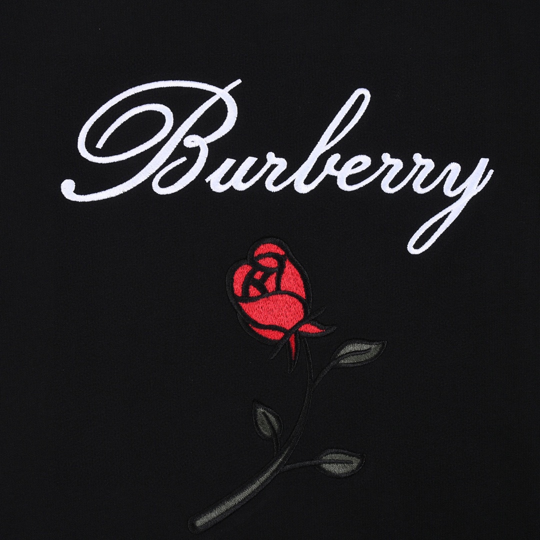 Burberry 巴宝莉玫瑰花立体万针绣花工艺短袖T恤