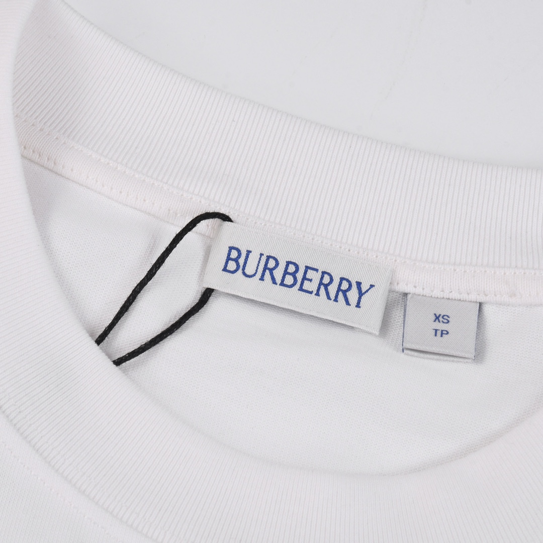 BURBERRY巴宝莉24ss春夏新款拼接烫金logo圆领短袖T恤