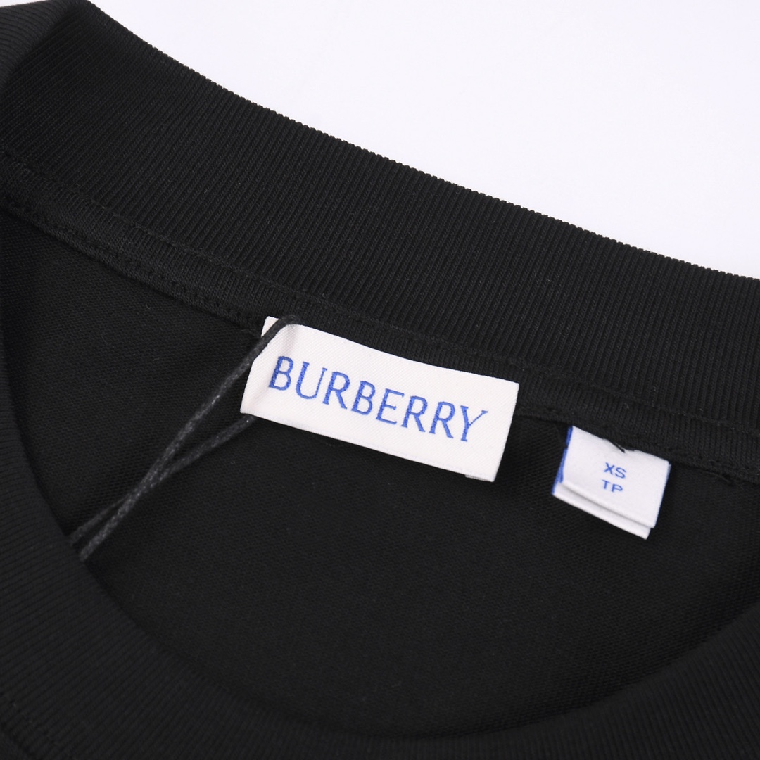 BURBERRY巴宝莉24ss春夏拼接烫金logo圆领短袖T恤