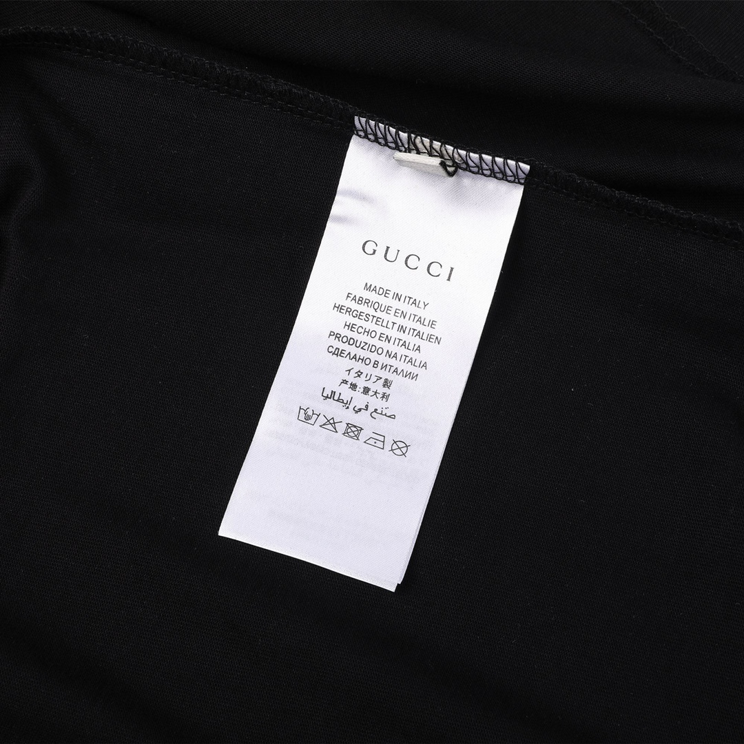 140 GUCCI 24ss口织带发泡绒棉短袖T恤