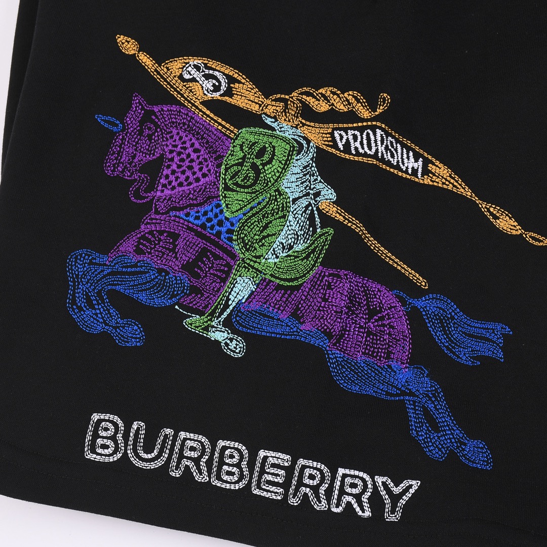 Burberry/巴宝莉24ss彩色线条战马骑士刺绣短裤