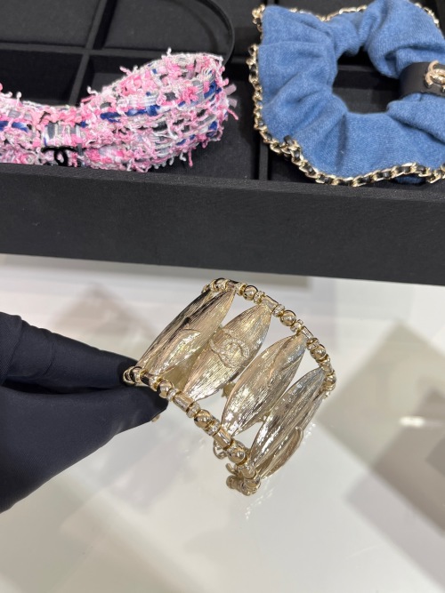 Chanel 25s New Gold Full Diamond Double C Feather Bracelet Bangle 1 Chanel 25s New Gold Full Diamond Double C Feather Bracelet Bangle