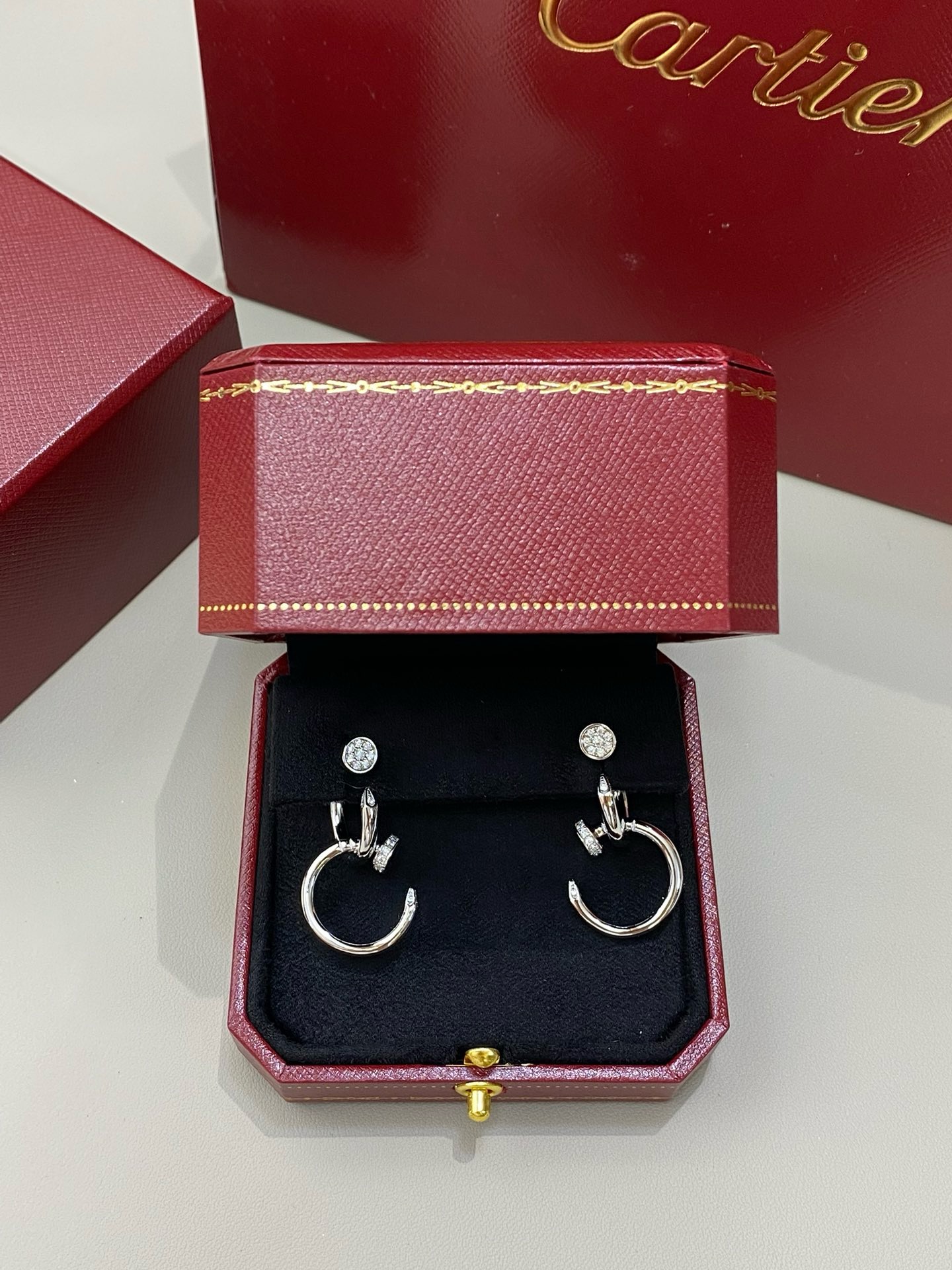 Cartier Juste un Clou Oorbellen - 925 Zilver, Zirkonia - Stijlvol en Verfijnd