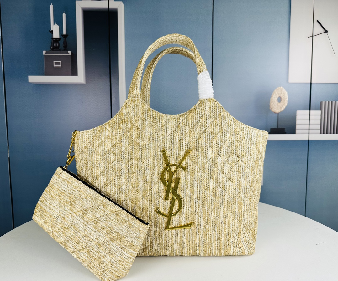Yves Saint Laurent Fake
 Handbags Tote Bags Rose Straw Woven