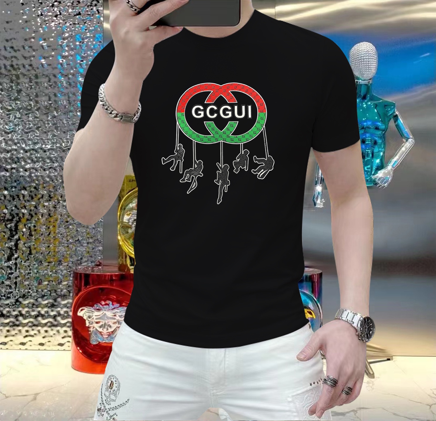 NO:123704,Guchi This summer, let your skin feel the ultimate gentleness and comfort!  The brand new men's summer round neck silk cotton short-sleeved T-shirt is now elegantly available!  Selected high-quality silk cotton, soft and breathable, light and fit, allowing you to stay refreshed and comfortable in the hot summer. The classic round neck design is simple but not simple, and can be easily controlled whether it is a daily street or a casual party. A variety of fashionable colors are selected to satisfy your pursuit of personality and make every day full of freshness. Size M-5XL,,T-shirt,tees,t-shirt,alexander wang19860909古奇 这个夏天,让肌肤感受极致的温柔与舒适！ 全新男士夏季圆领蚕丝棉短袖T恤,现已优雅登场！ 精选优质蚕丝棉,柔软透气,轻盈贴合,让你在炎炎夏日也能保持清爽自在. 经典圆领设计,简约而不简单,无论是日常出街还是休闲聚会,都能轻松驾驭. 多种时尚色彩选择,满足你对个性的追求,让每一天都充满新鲜感. 尺码 M-5XL,,T-shirt,tees，t-shirt,alexander wang,Men's clothing