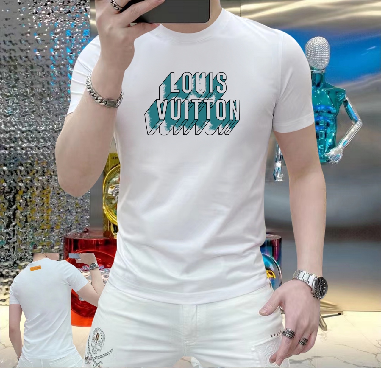 NO:423650,LV 2025 Spring and Summer New Products Top Showcase Internet Celebrity Customization Spring and Summer Original Fashionable Casual Short-Sleeve T-Shirts. 25ss Spring and Summer Fashion Internet Celebrities must-have items, selected imported quick-drying jade silk fabrics, excellent comfort and breathability, and excellent soft and wrinkle resistance and drooping. Whether it is single or inner wear, they are very handsome, matching men's practical dressing habits, exquisite logo emphasizes craftsmanship design, pursues luxury, noble and elegant style, and creates extraordinary men's taste. The first choice for urban fashion men. Size M-5XL can wear 220 kilograms, louis vuitton, T-shirt,tees, t-shirt,alexander wang19860909LV 2025春夏新品爆款 顶级走秀网红款定制 春夏原单时尚休闲短袖T恤.25ss春夏潮人网红必备单品,精选进口速干玉蚕丝面料,舒适性与透气性兼优,柔软抗皱弹性和垂性极佳,无论是单穿还是内搭都是帅气十足,吻合了男性实用穿衣习惯,精致logo重工艺设计,追求奢华高贵优雅风范,打造不凡男士品味,都市时尚男尤首选.尺码M-5XL 最大可穿220斤,,louis vuitton,T-shirt,tees，t-shirt,alexander wang,Men's clothing