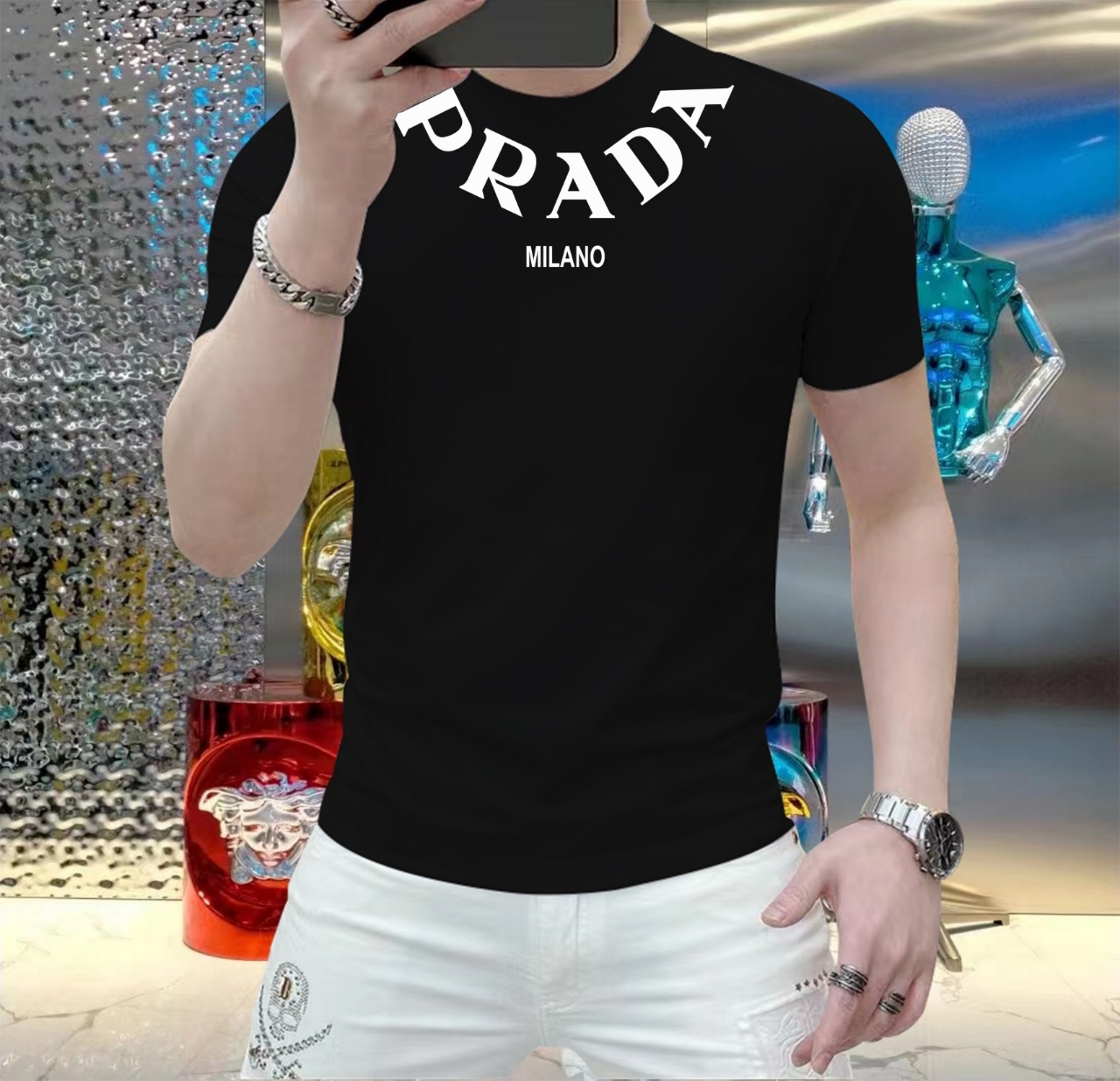 NO:426732,Prada This summer, let your skin feel the ultimate gentleness and comfort!  The brand new men's summer round neck silk cotton short-sleeved T-shirt is now elegantly available!  Selected high-quality silk cotton, soft and breathable, light and fit, allowing you to stay refreshed and comfortable in the hot summer. The classic round neck design is simple but not simple, and can be easily controlled whether it is a daily street or a casual party. A variety of fashionable color choices meet your pursuit of personality and make every day full of freshness. Size M-5XL,,prada,T-shirt,tees,t-shirt,alexander wang19860909普拉达 这个夏天,让肌肤感受极致的温柔与舒适！ 全新男士夏季圆领蚕丝棉短袖T恤,现已优雅登场！ 精选优质蚕丝棉,柔软透气,轻盈贴合,让你在炎炎夏日也能保持清爽自在. 经典圆领设计,简约而不简单,无论是日常出街还是休闲聚会,都能轻松驾驭. 多种时尚色彩选择,满足你对个性的追求,让每一天都充满新鲜感. 尺码 M-5XL,,prada,T-shirt,tees，t-shirt,alexander wang,Men's clothing