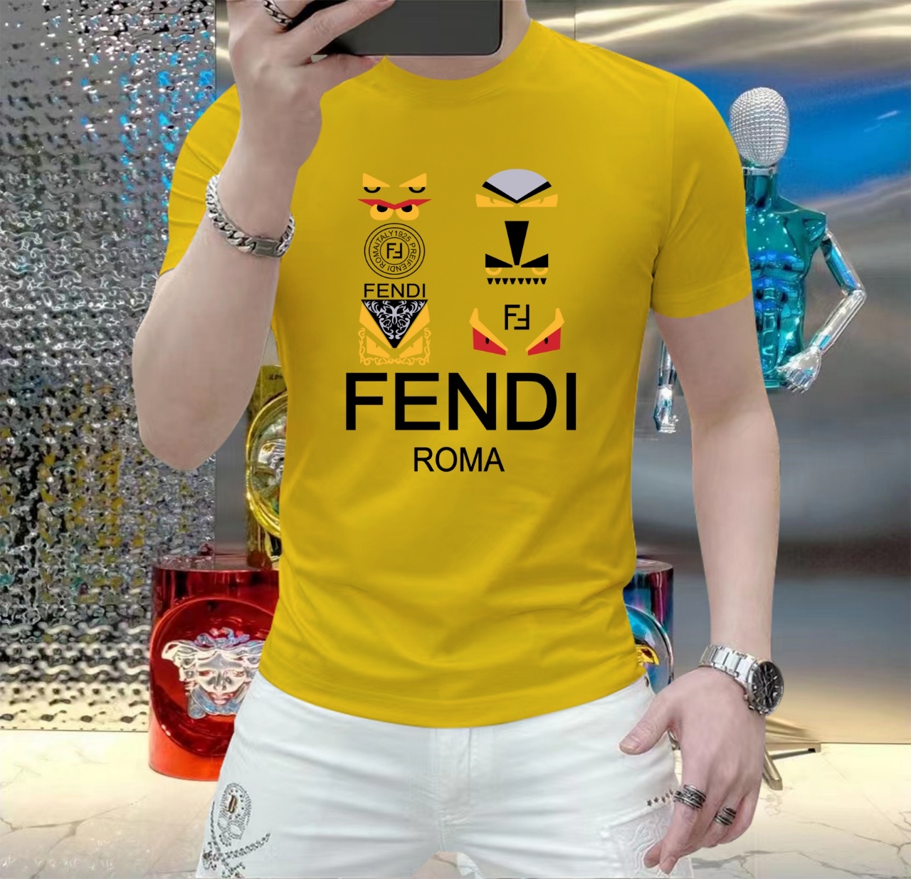 NO:496403,Fendi This summer, let your skin feel the ultimate gentleness and comfort!  The brand new men's summer round neck silk cotton short-sleeved T-shirt is now elegantly available!  Selected high-quality silk cotton, soft and breathable, light fit, allowing you to stay refreshed and comfortable in the hot summer. The classic round neck design is simple but not simple, and can be easily controlled whether it is a daily street or a casual party. A variety of fashionable color choices meet your pursuit of personality and make every day full of freshness. Size M-5XL,,fendi,T-shirt,tees,t-shirt,alexander wang19860909芬迪 这个夏天,让肌肤感受极致的温柔与舒适！ 全新男士夏季圆领蚕丝棉短袖T恤,现已优雅登场！ 精选优质蚕丝棉,柔软透气,轻盈贴合,让你在炎炎夏日也能保持清爽自在. 经典圆领设计,简约而不简单,无论是日常出街还是休闲聚会,都能轻松驾驭. 多种时尚色彩选择,满足你对个性的追求,让每一天都充满新鲜感. 尺码 M-5XL,,fendi,T-shirt,tees，t-shirt,alexander wang,Men's clothing