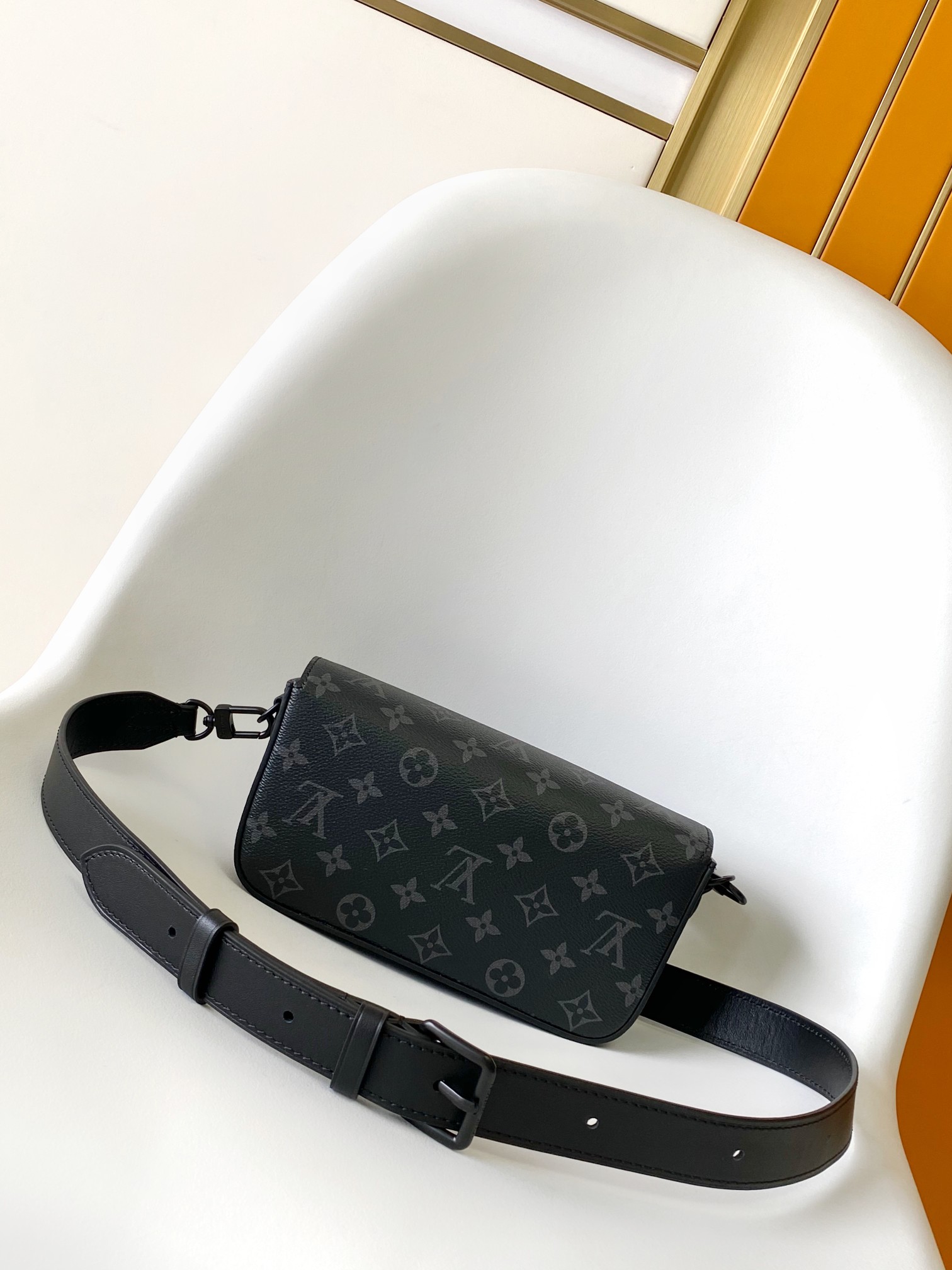 LV Monogram Eclipse Buckle Flap Crossbody Bag