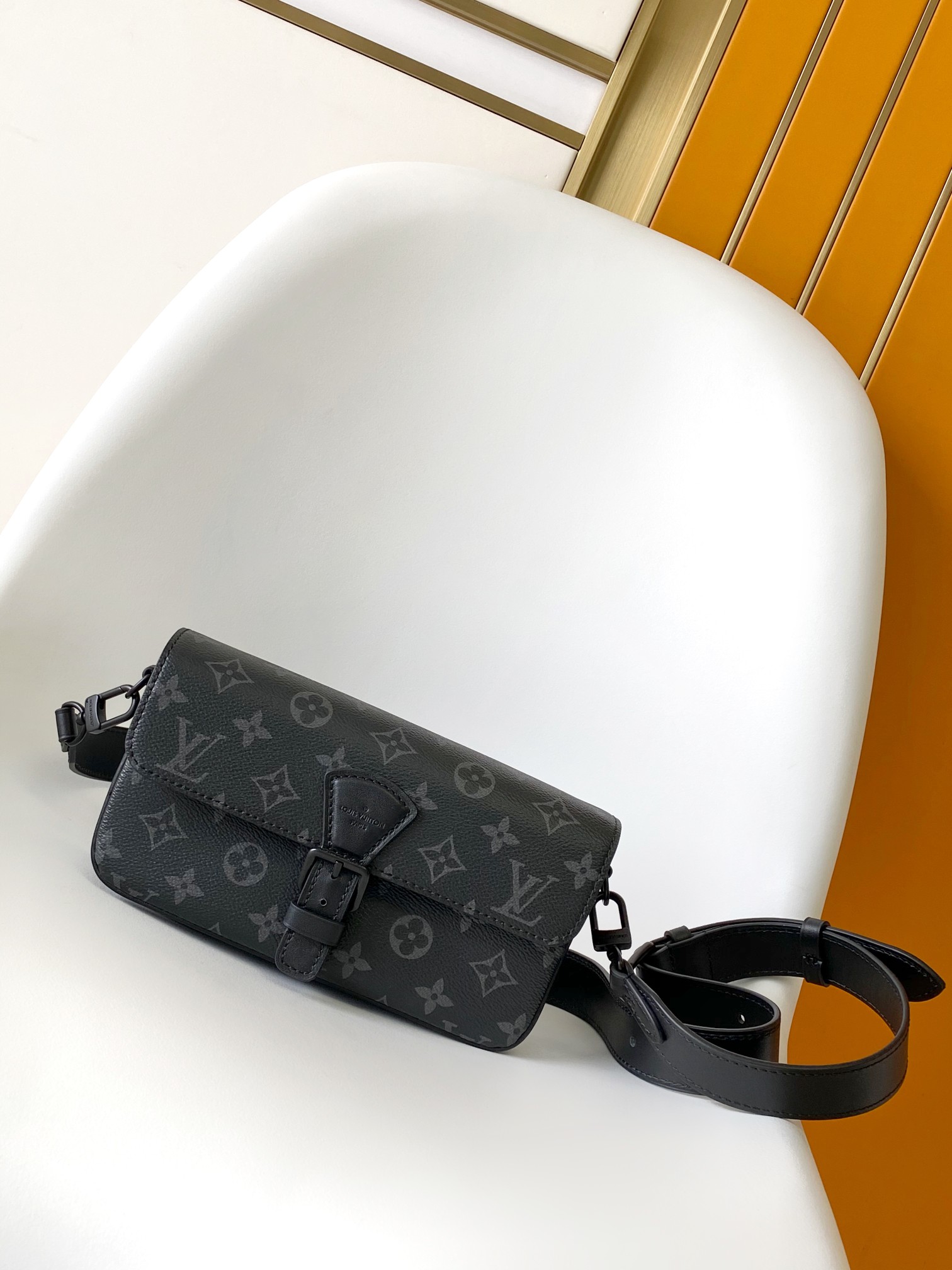 LV Monogram Eclipse Buckle Flap Crossbody Bag