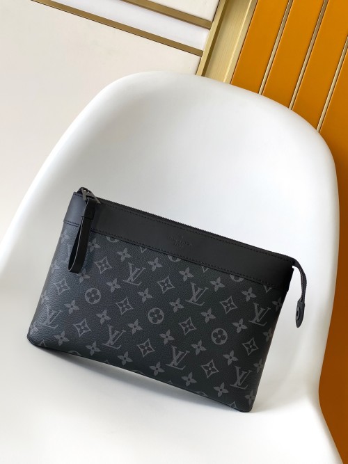 Louis Vuitton Pochette Voyage Souple Clutch Monogram Shadow Leather Black 1 Louis Vuitton Pochette Voyage Souple Clutch Monogram Shadow Leather Black