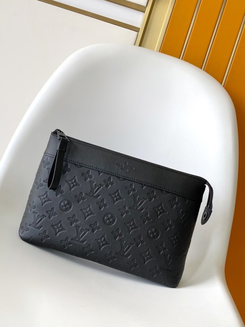 Louis Vuitton Pochette Voyage Souple Monogram Shadow Leather Clutch 1 Louis Vuitton Pochette Voyage Souple Monogram Shadow Leather Clutch