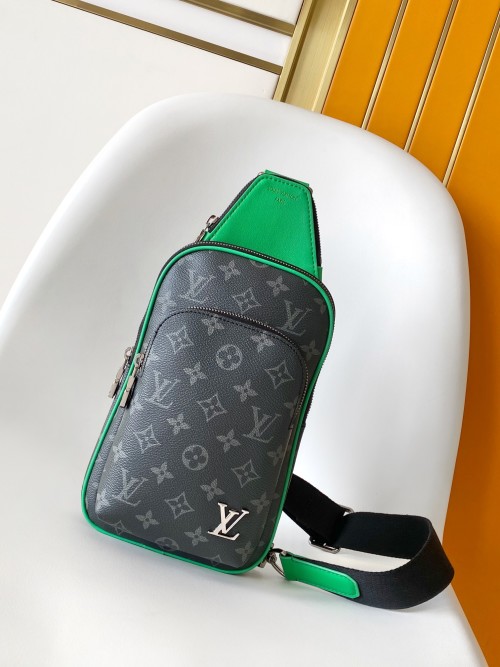 Louis Vuitton Avenue Sling Bag Monogram Eclipse Canvas Green Trim Small Size 1 Louis Vuitton Avenue Sling Bag Monogram Eclipse Canvas Green Trim Small Size