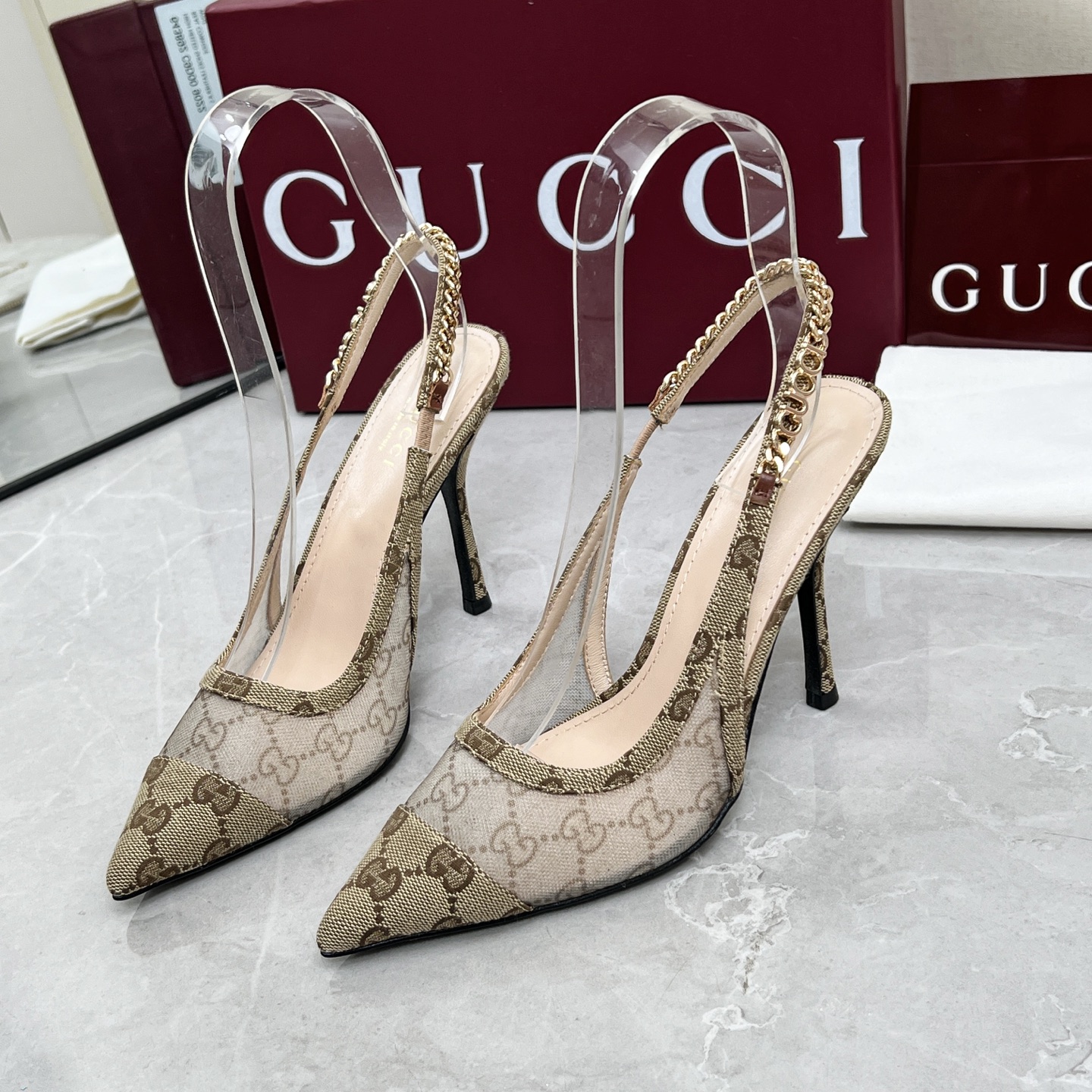 NO:259798,Gucci 25 chain high heel sandals Fabric fabric   mesh Inner: sheepskin Outsole Italian leather outsole Heel height 4.5cm/10.5cm Size 35-42, sandals, gucci, gucci, sandals, sheepskin, Leather soles19860909Gucci/古驰 25链条高跟凉鞋 面料布 网纱 内里:羊皮 大底意大利真皮大底 跟高4.5cm/10.5cm 码数35-42,凉鞋,gucci,gucci,sandals,sheepskin,Leather soles,Women's Shoes