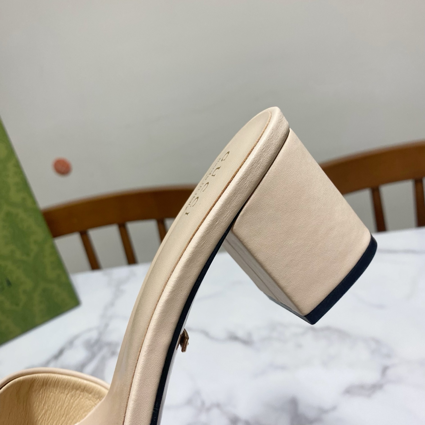 Gucci Women's Beige Leather Mules with Crystal GG Logo and Block Heel 6 i1736457461587 6293 0 4
