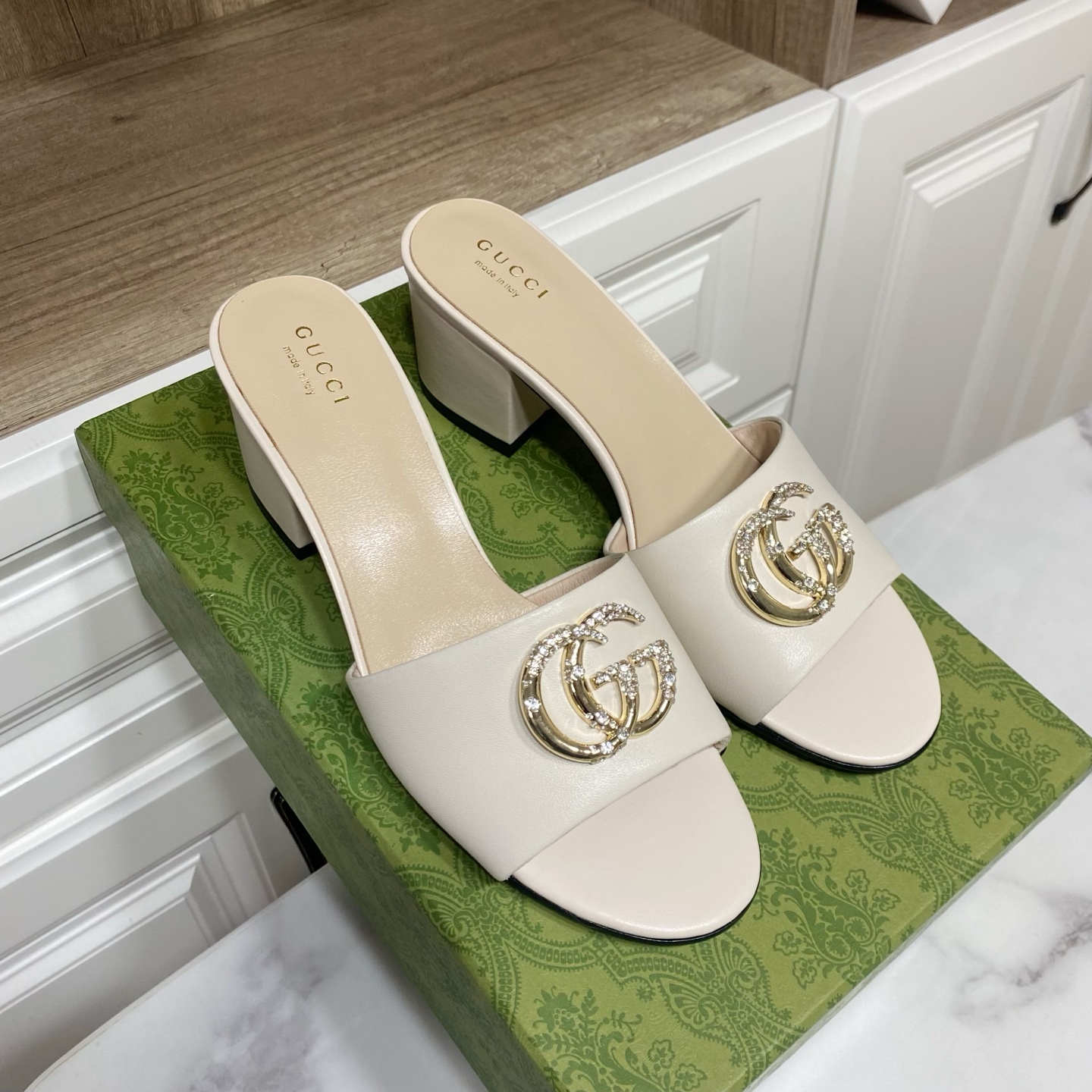 Gucci Women's Leather Heeled Sandals with Diamanté GG Detail 9 i1738477162472 2434 0 6