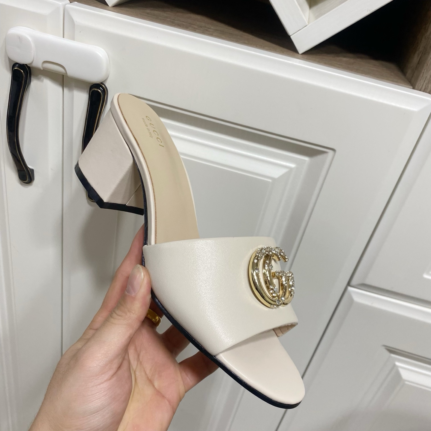 Gucci Women's Leather Heeled Sandals with Diamanté GG Detail 7 i1738477162524 5586 0 4