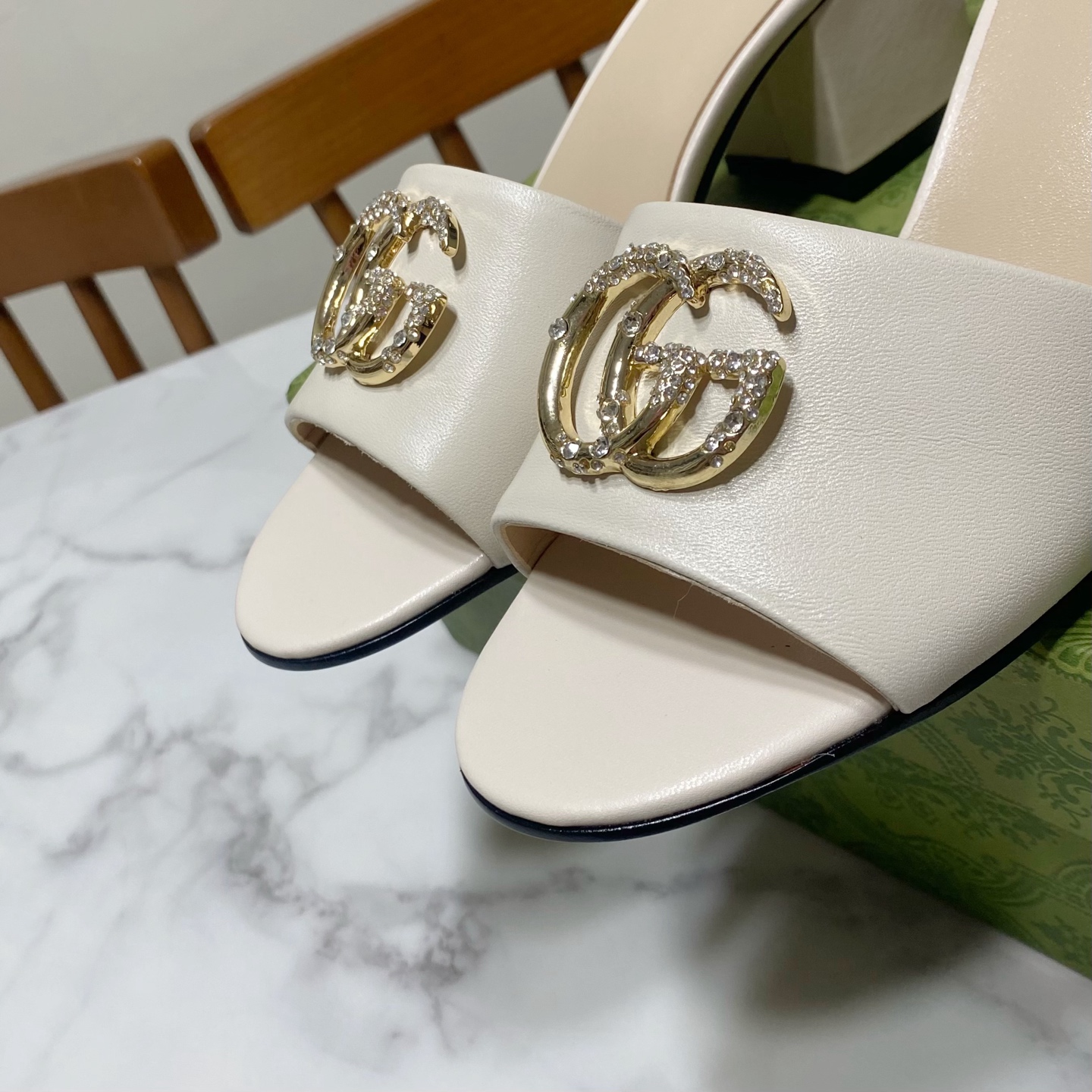 Gucci Women's Leather Heeled Sandals with Diamanté GG Detail 8 i1738477162531 4927 0 5