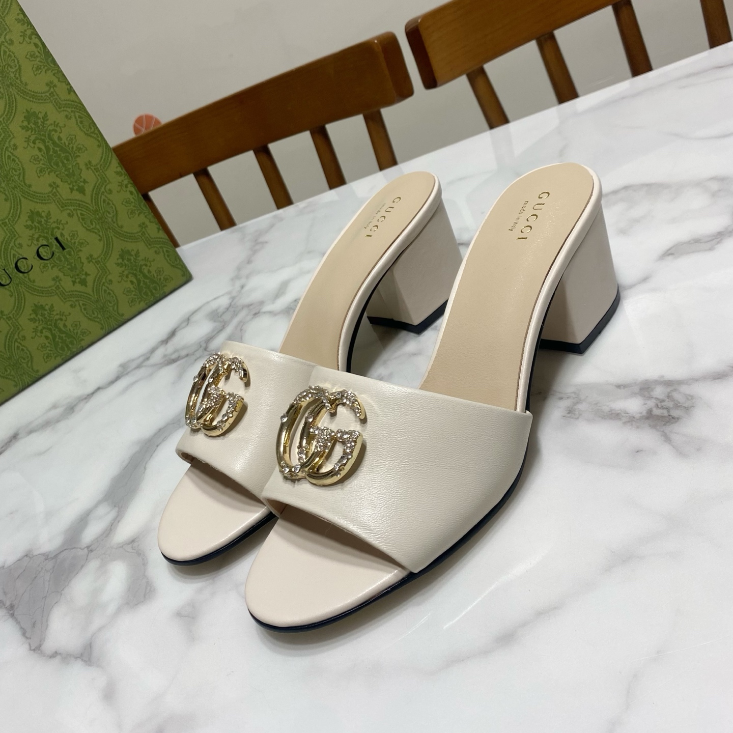 Gucci Women's Leather Heeled Sandals with Diamanté GG Detail 3 i1738477162531 7060 0 0
