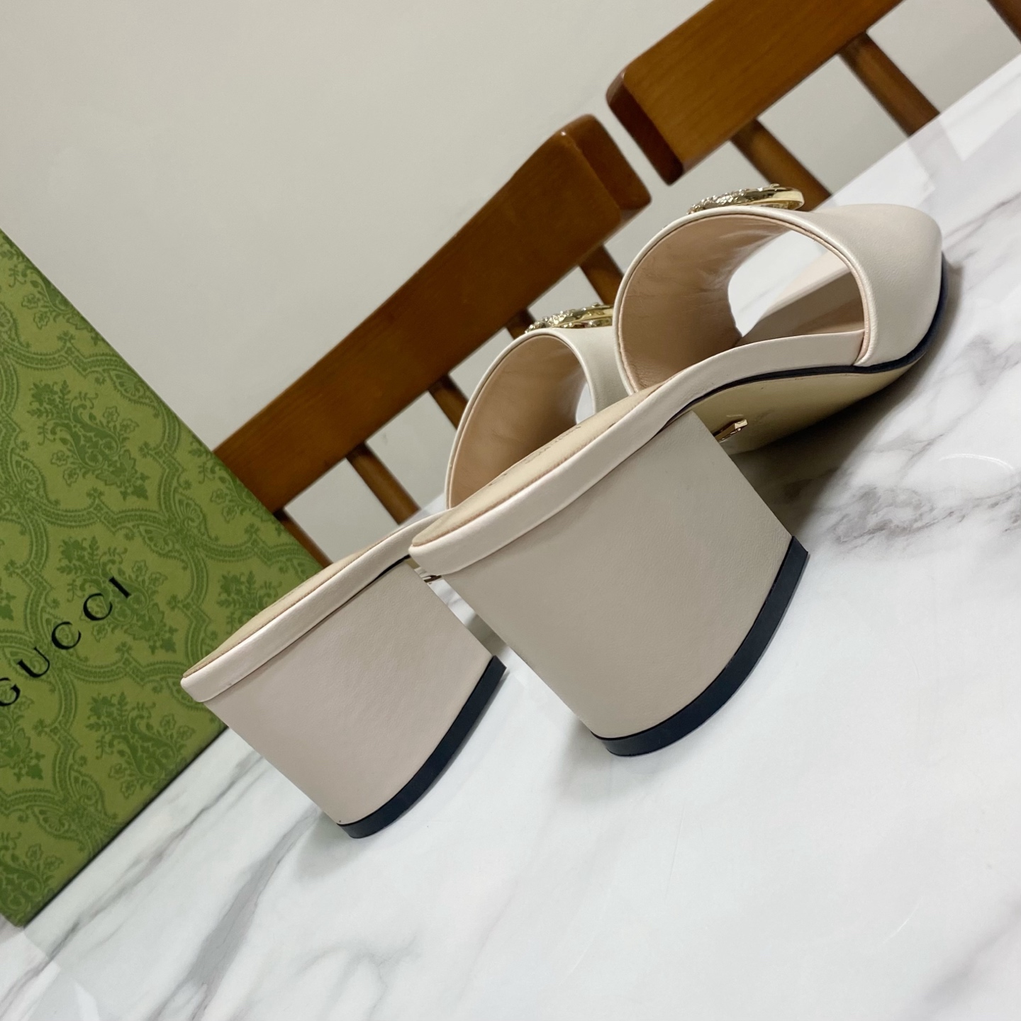 Gucci Women's Leather Heeled Sandals with Diamanté GG Detail 5 i1738477182890 8836 0 2