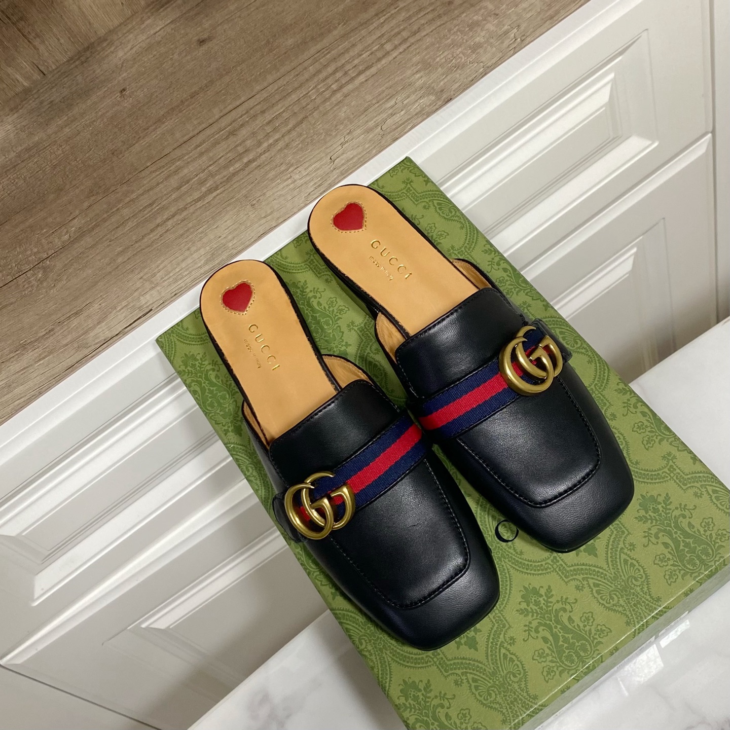 Gucci Pearl Square-Head Lazy Shoes: Platinum Soles, Hand-Laid Pearls, Comfortable Fit - 图片 5