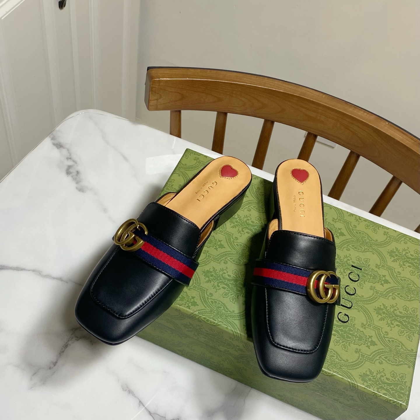 Gucci Pearl Square-Head Lazy Shoes: Platinum Soles, Hand-Laid Pearls, Comfortable Fit - 图片 6