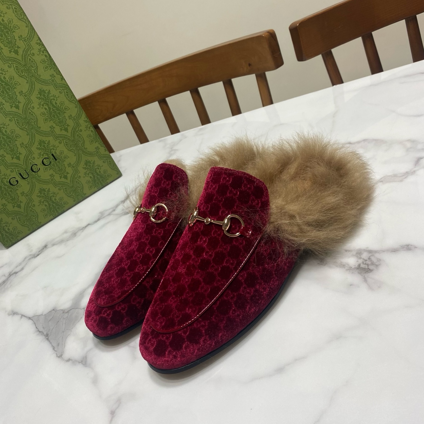 NO:692503,Velvet · Burgundy, half drag19860909丝绒· 酒红,半拖,Women's Shoes