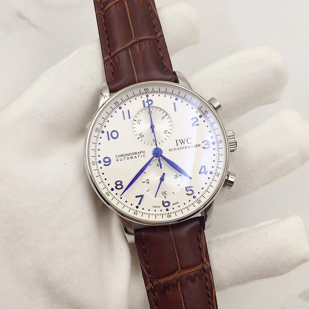 IWC 葡萄牙計時腕表 男士真皮腕時計