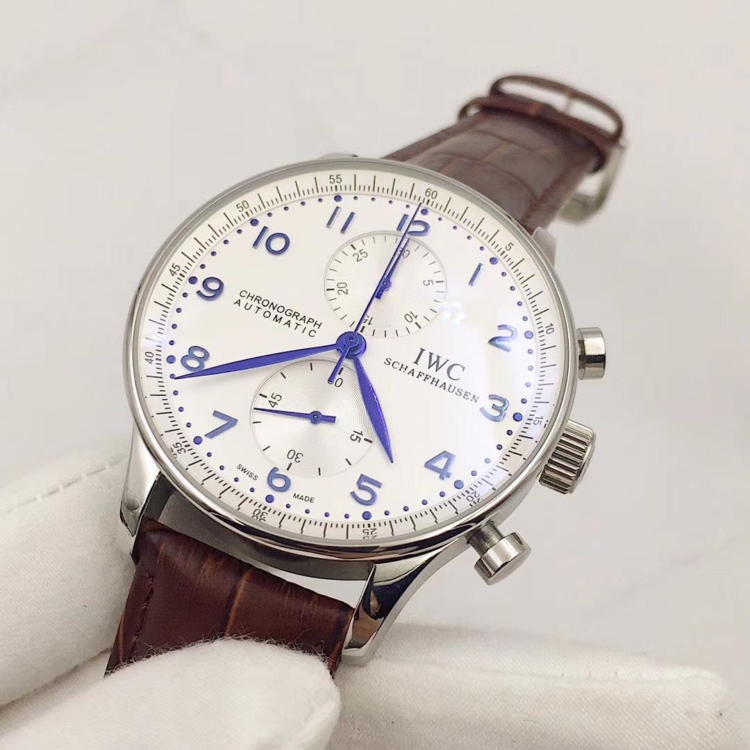 IWC 葡萄牙計時腕表 男士真皮腕時計