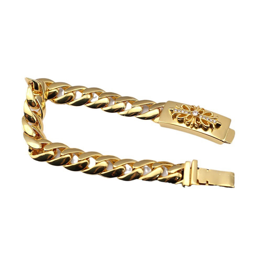 现货 🌹金色 Chrome hearts 🔥 热卖款 潮牌 Chrome hearts 克罗心十字架手链,上手好酷!现货链长20cm