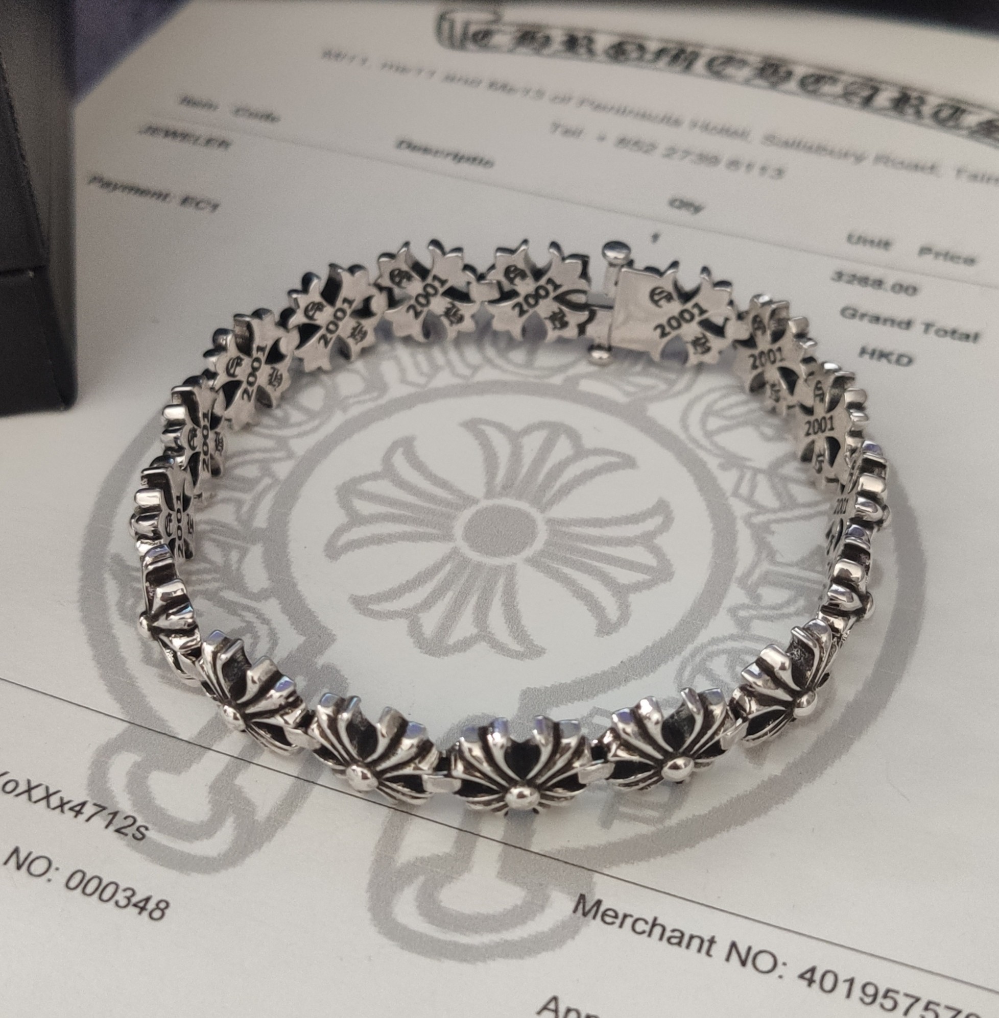 💰 150 现货 🌹Chrome hearts克罗心潮牌男士十字架手链，十字架插片做旧刻字朋克情侣手链经典霸气。潮牌 现货20厘米