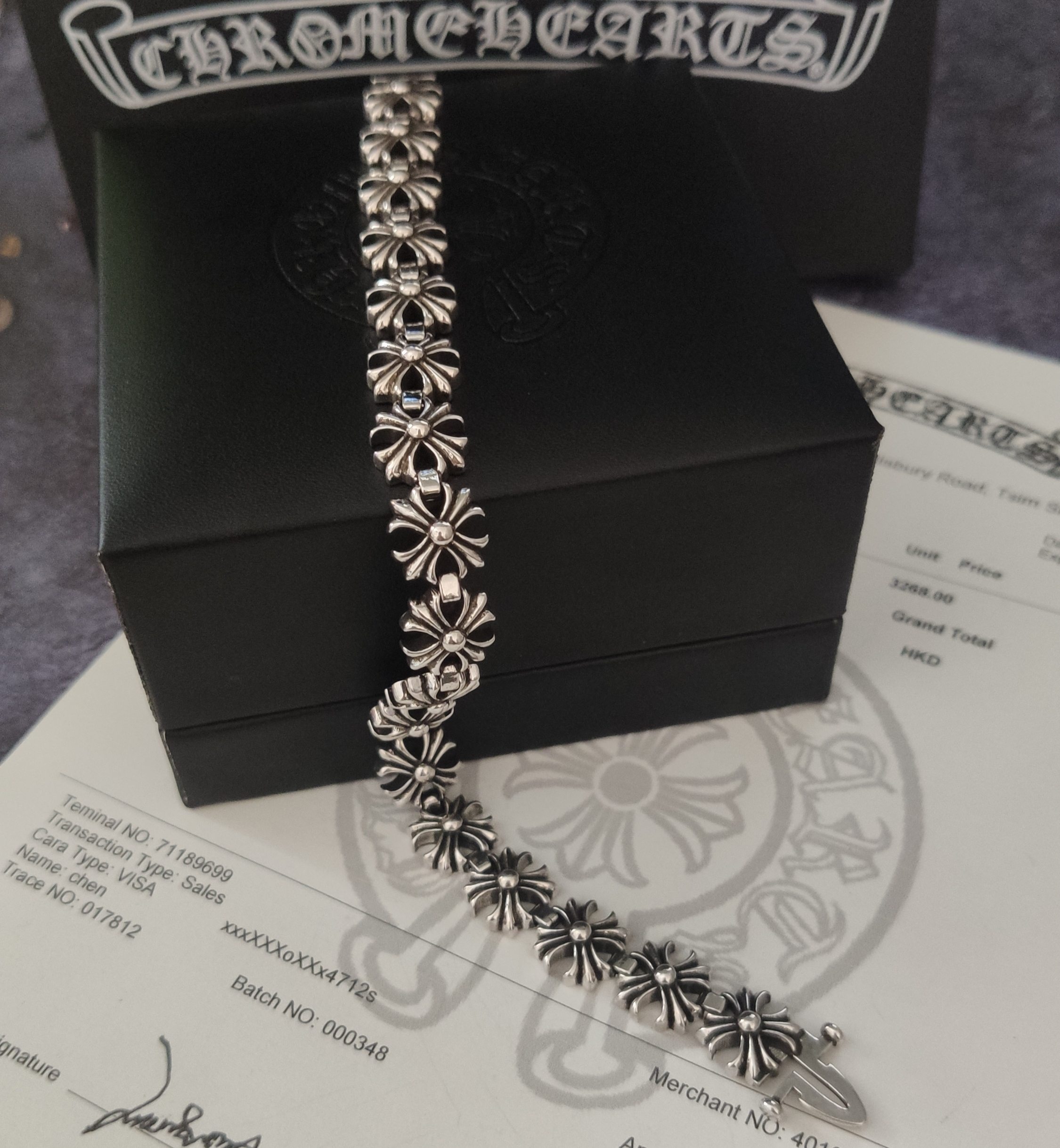 💰 150 现货 🌹Chrome hearts克罗心潮牌男士十字架手链，十字架插片做旧刻字朋克情侣手链经典霸气。潮牌 现货20厘米