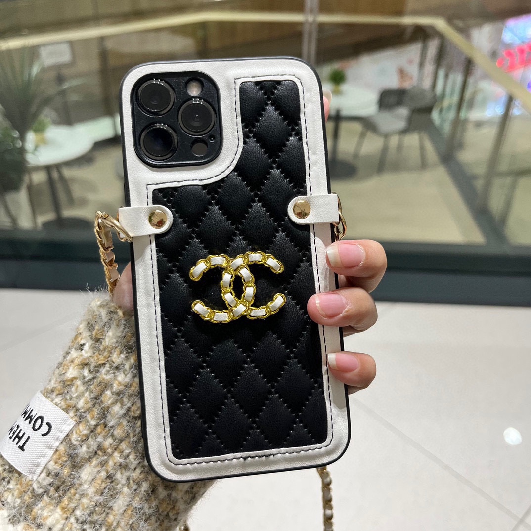 ️mCHANEL秋冬新款香奈儿斜挎链条logo手机壳型号iPhone136.1iPhone13Pro6.