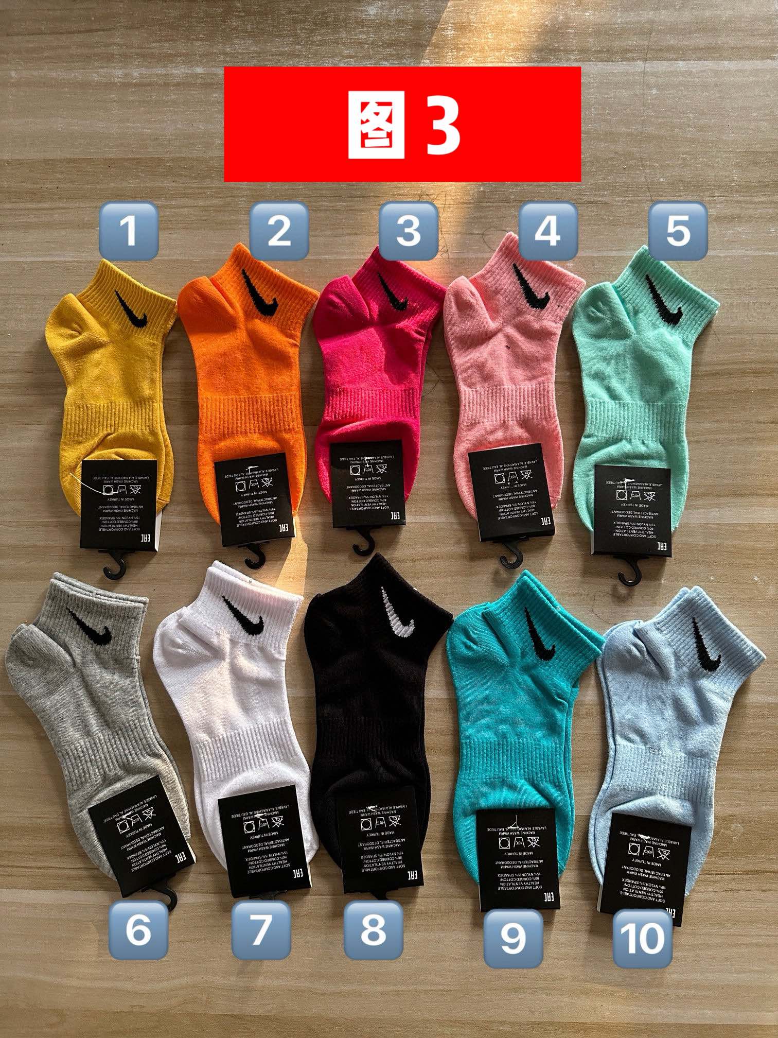 💰80    10双袜子
留言图几➕编号下单⭕️独家实拍💢纯棉袜子、高质量、上脚舒适、透气性强、时尚百搭！
不得不说颜色太美啦🌸～每双颜色都好看～无滤镜实拍