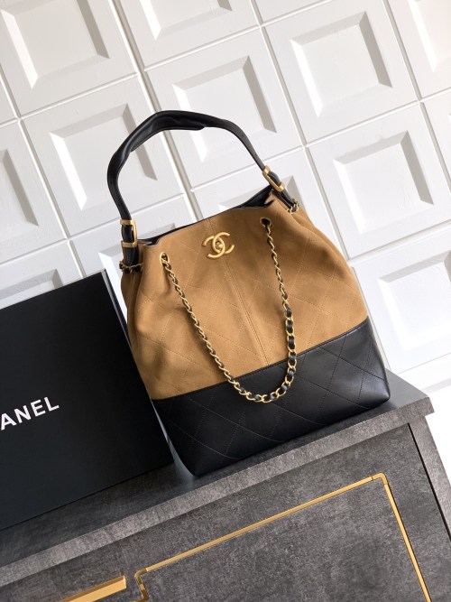 Chanel 25A Series Suede & Leather Bucket Bag with Chain Strap 1 Chanel 25A Series Suede & Leather Bucket Bag with Chain Strap
