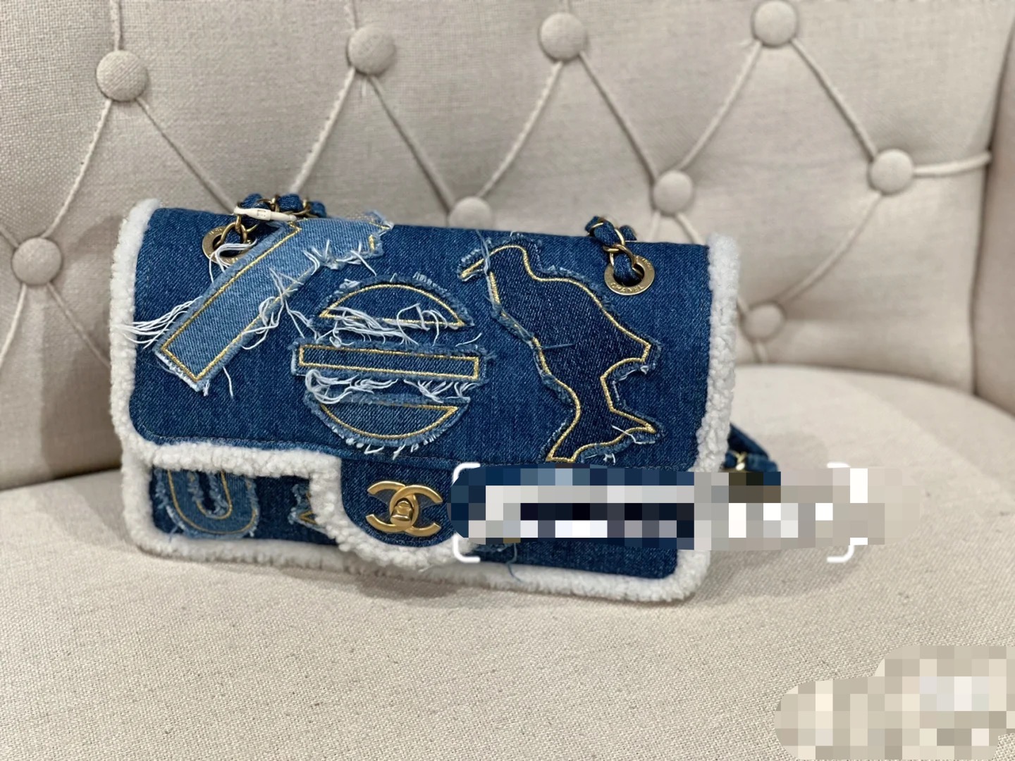 Chanel Limited Edition Denim & Lambswool CF Medium Flap Bag - 26cm
