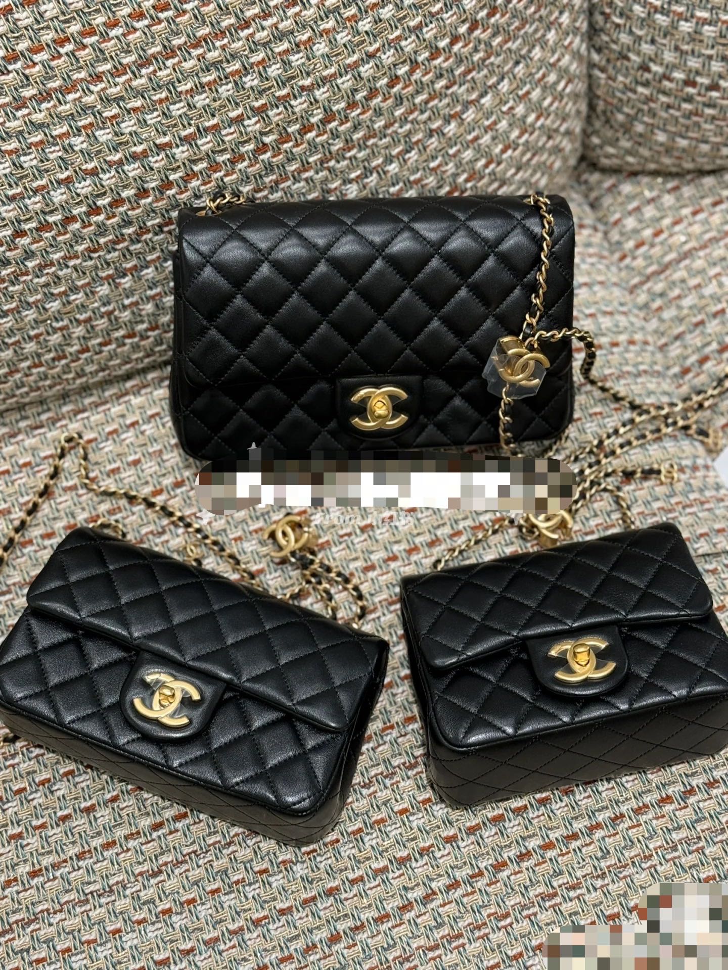 Chanel Double C Flap Bag Lambskin Leather Chain Shoulder/Crossbody Bag