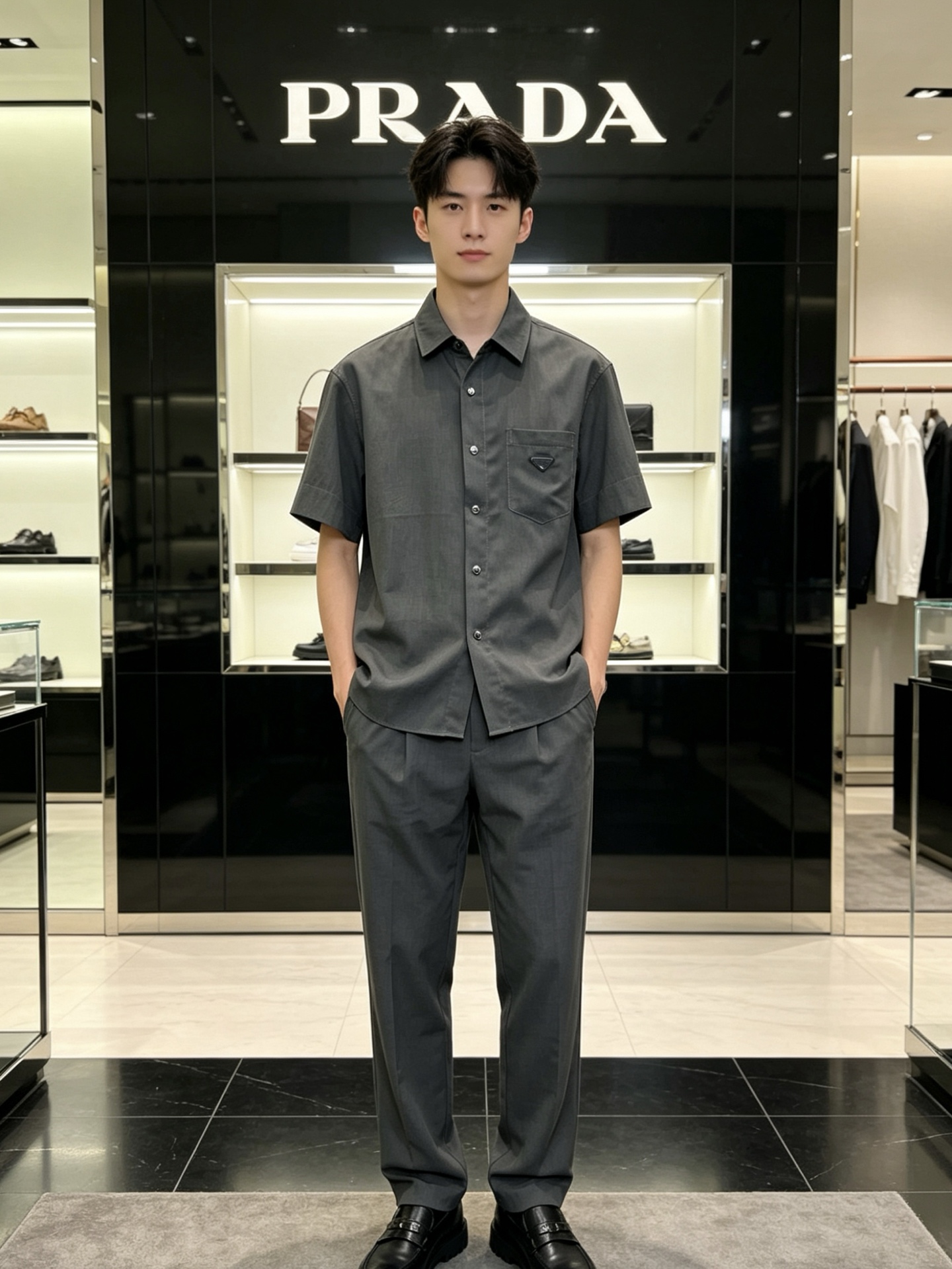 /套。Prada普拉达💥砸锅卖铁都要上的新款新款专柜同款短袖按扣套装，高级感满满！细节精致高档，做工无可