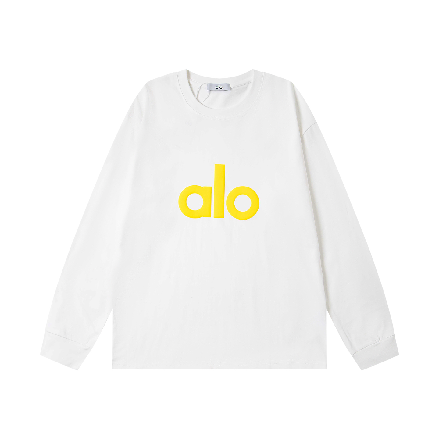 P79💰
美国洛杉矶Alo25ss胸口立体发泡印花男女同款宽松长袖T恤
颜色：白黑 白粉  白玫红 白黄 白绿
         黑白  黑粉 黑玫红 黑黄 黑绿

尺码：S-2XL
S :    胸围100    衣长68   肩宽51    袖长55 
M：  胸围106    衣长70   肩宽53    袖长55  
L :    胸围112     衣长72   肩宽55   袖长57
XL:   胸围118     衣长74   肩宽57    袖长57
2XL: 胸围124     衣长76   肩宽59    袖长60  

体重： S  （90-130斤）
          M  （120-150斤）
          L   （140-165斤）
         XL  （160-180斤） 
         XXL （180-210斤）

面料：26支300克双纱