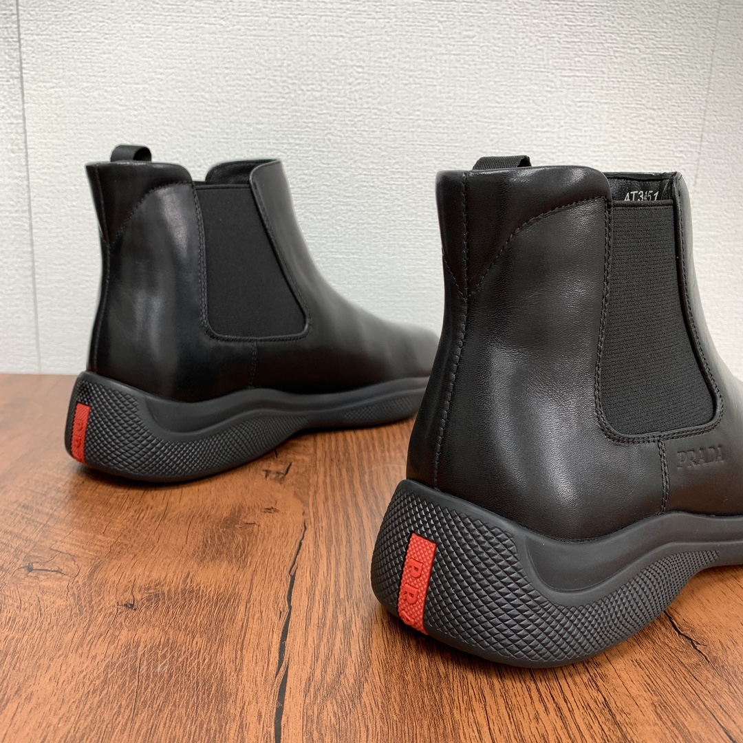Prada/普拉达 21最新款男士中邦皮革短靴 21秋季秀场压轴款 重工打造精品 领先专柜款式强势首发 进口纳帕小牛皮面 皮质看细节 8