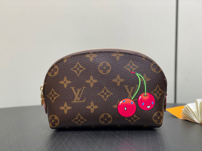 Louis Vuitton Monogram Cherry Cosmetic Pouch, Designer Makeup Bag for Women