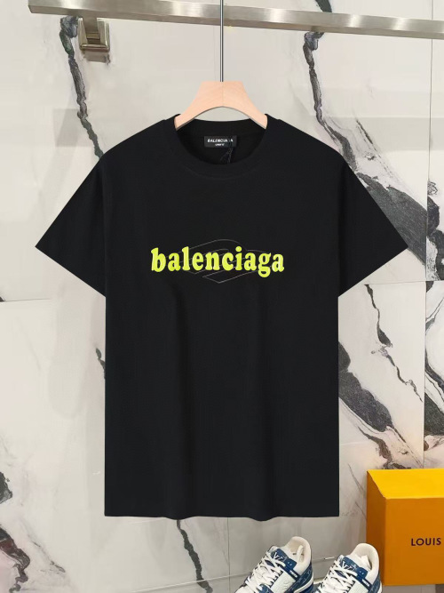 Balenciaga 2025SS Unisex Black T-Shirt with Neon Logo - Spring/Summer 1 Balenciaga 2025SS Unisex Black T-Shirt with Neon Logo - Spring/Summer