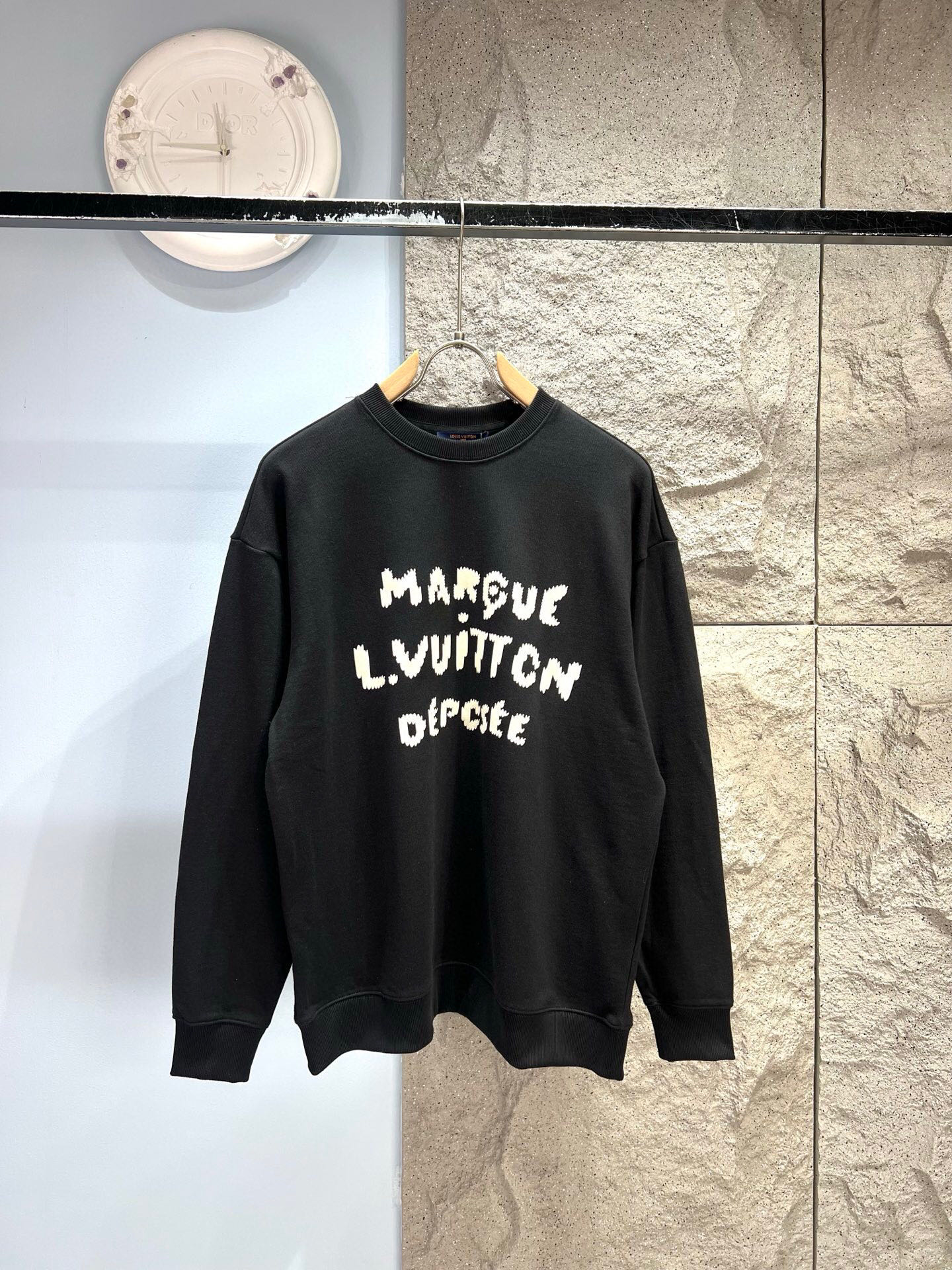 Louis Vuitton Logo Print Cotton Sweatshirt, Unisex Crewneck Pullover